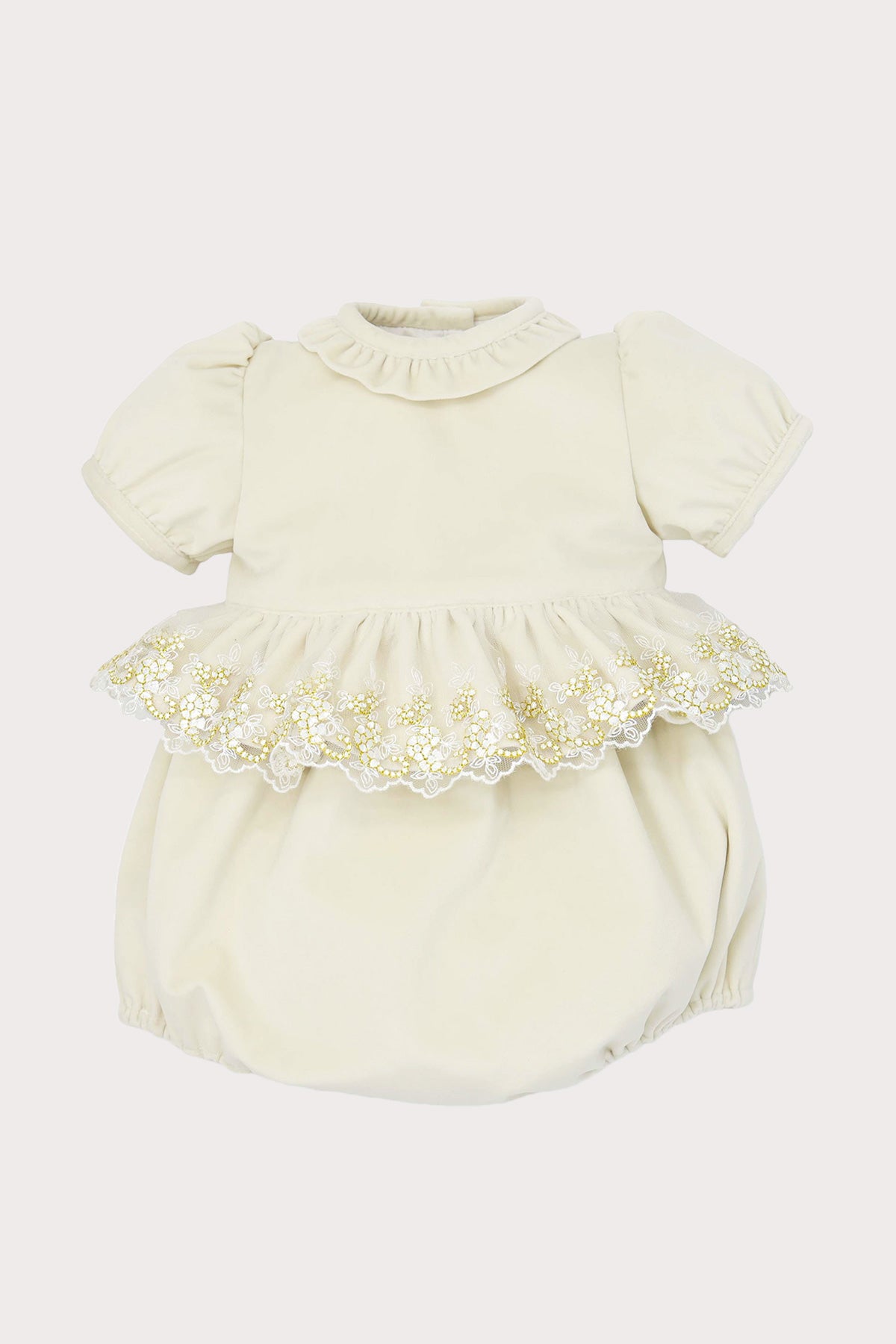 ivory velvet baby girl romper