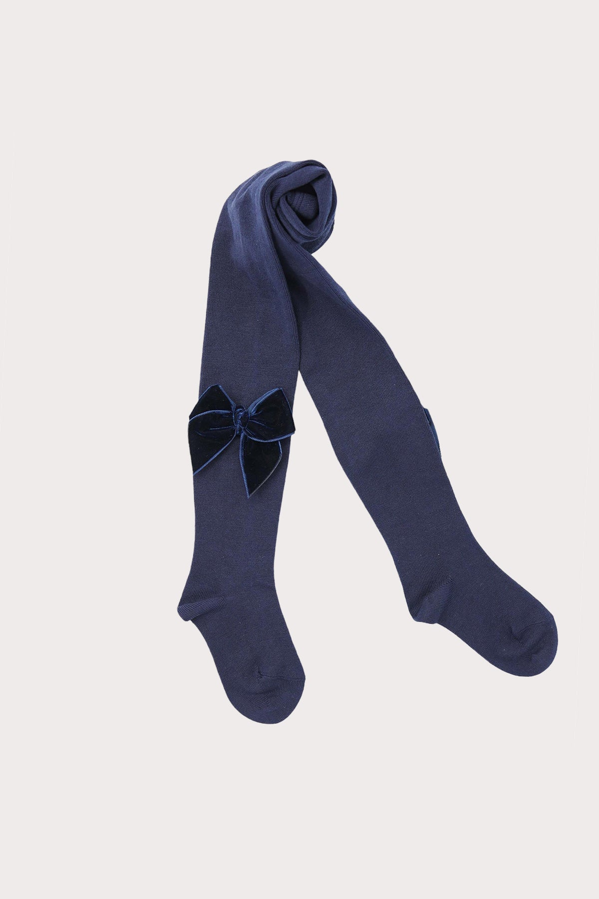 girls navy blue tights with velvet bow