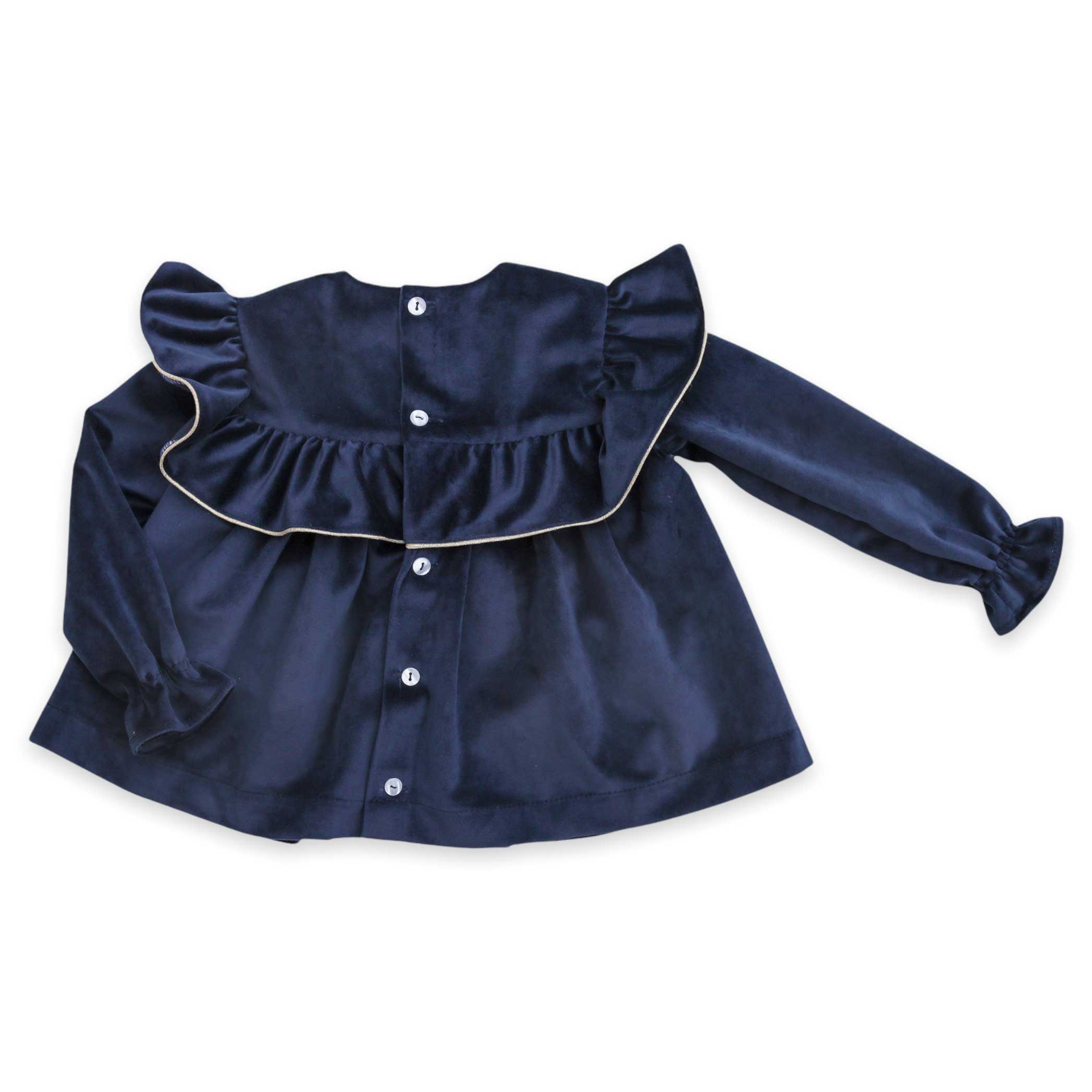 Navy Velvet Blouse & Bloomer Set (3M - 6Y)