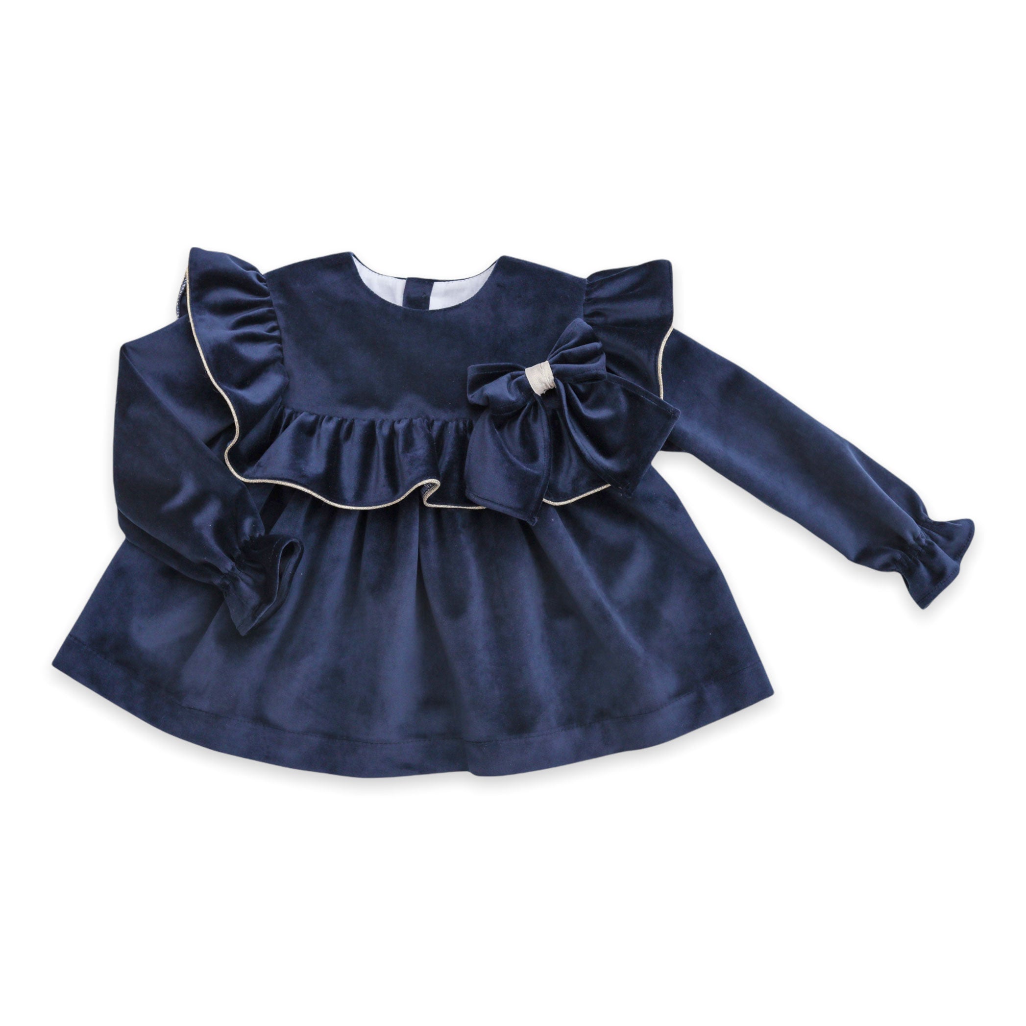 Navy Velvet Blouse & Bloomer Set (3M - 6Y)