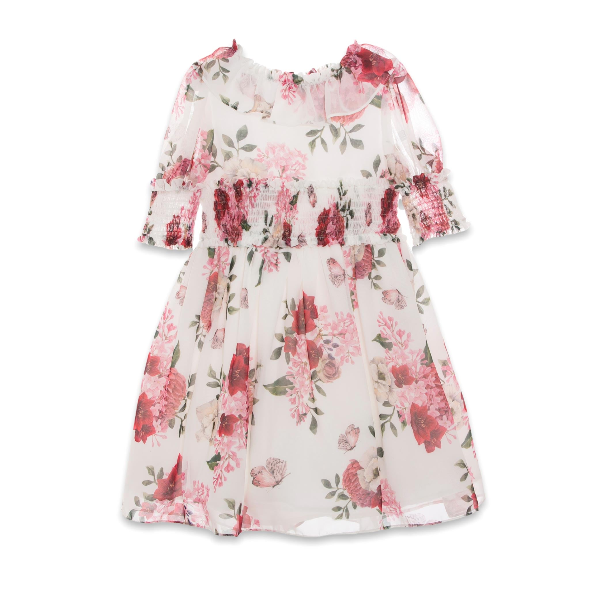 White Floral Chiffon Dress | Patachou (2Y, 3Y)