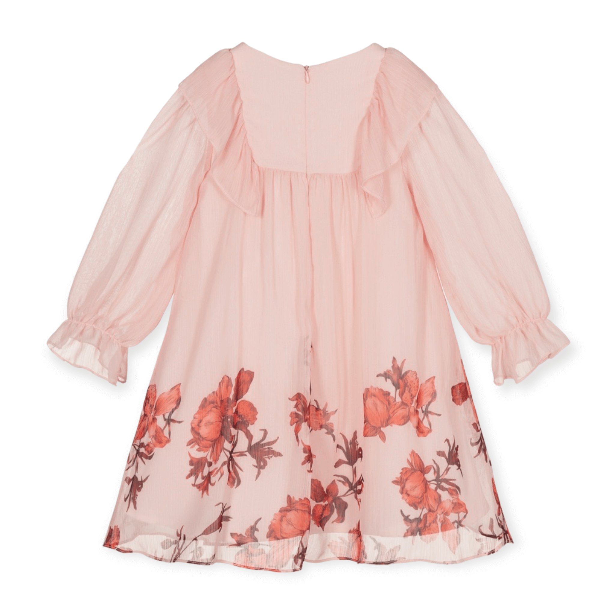back of patachou floral chiffon girls dress