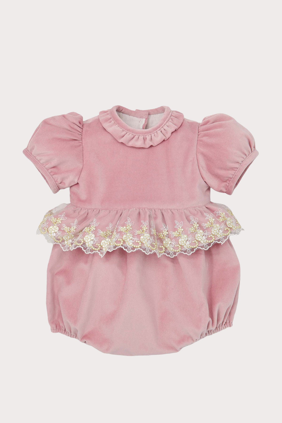 pink velvet baby girl romper