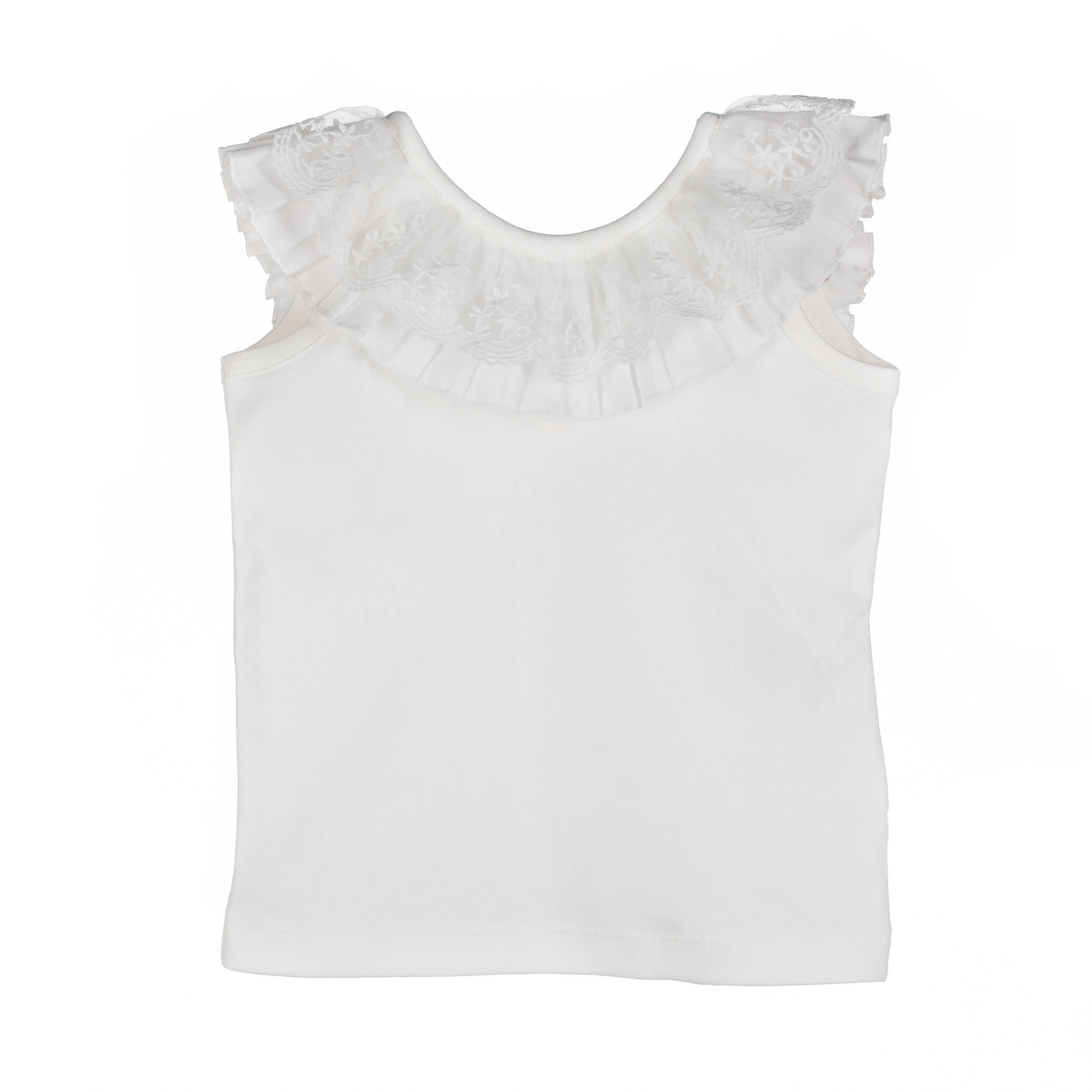 sleeveless girls lace frill top 