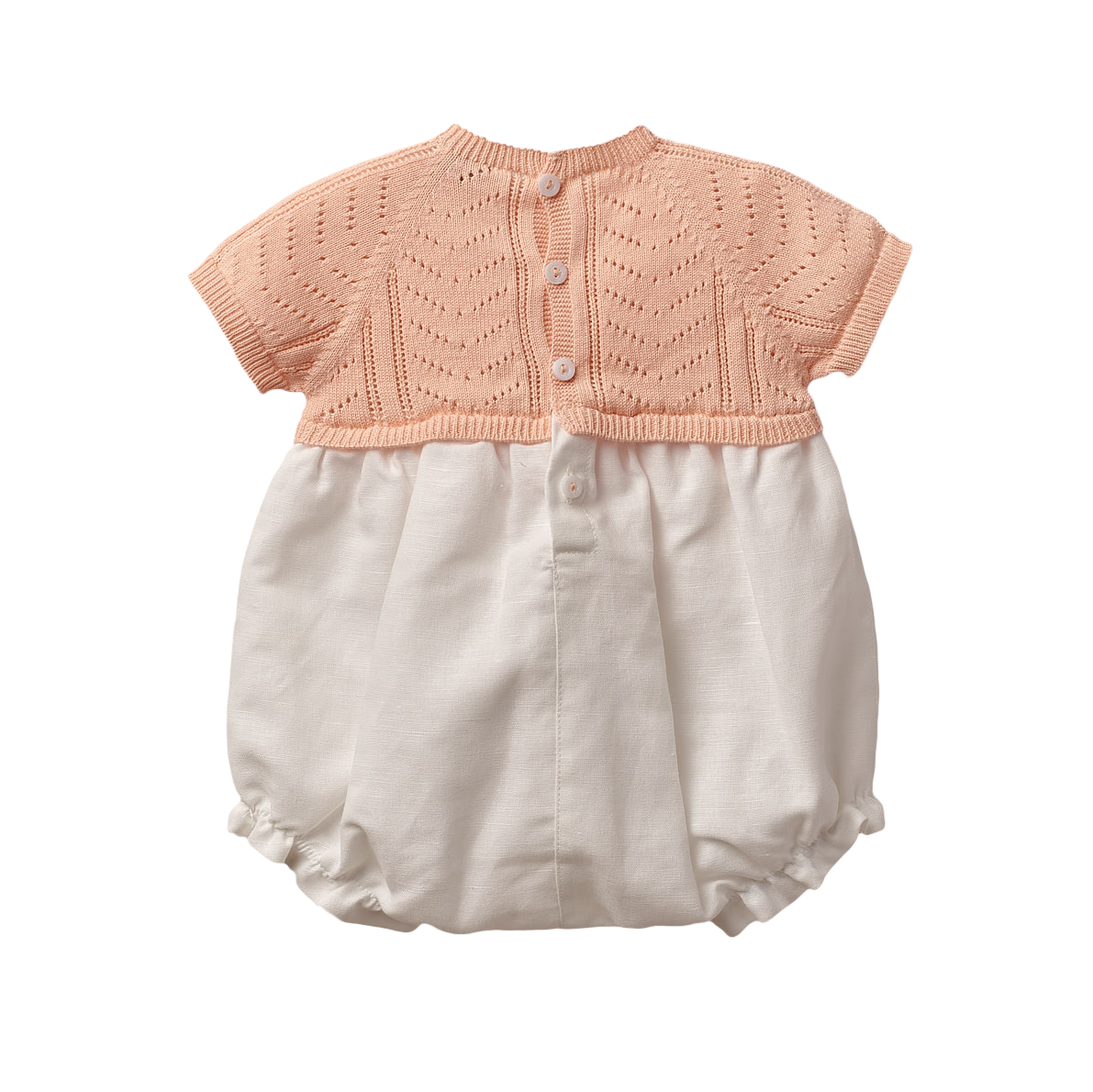 Ivory Half Knit Linen Romper (3M)