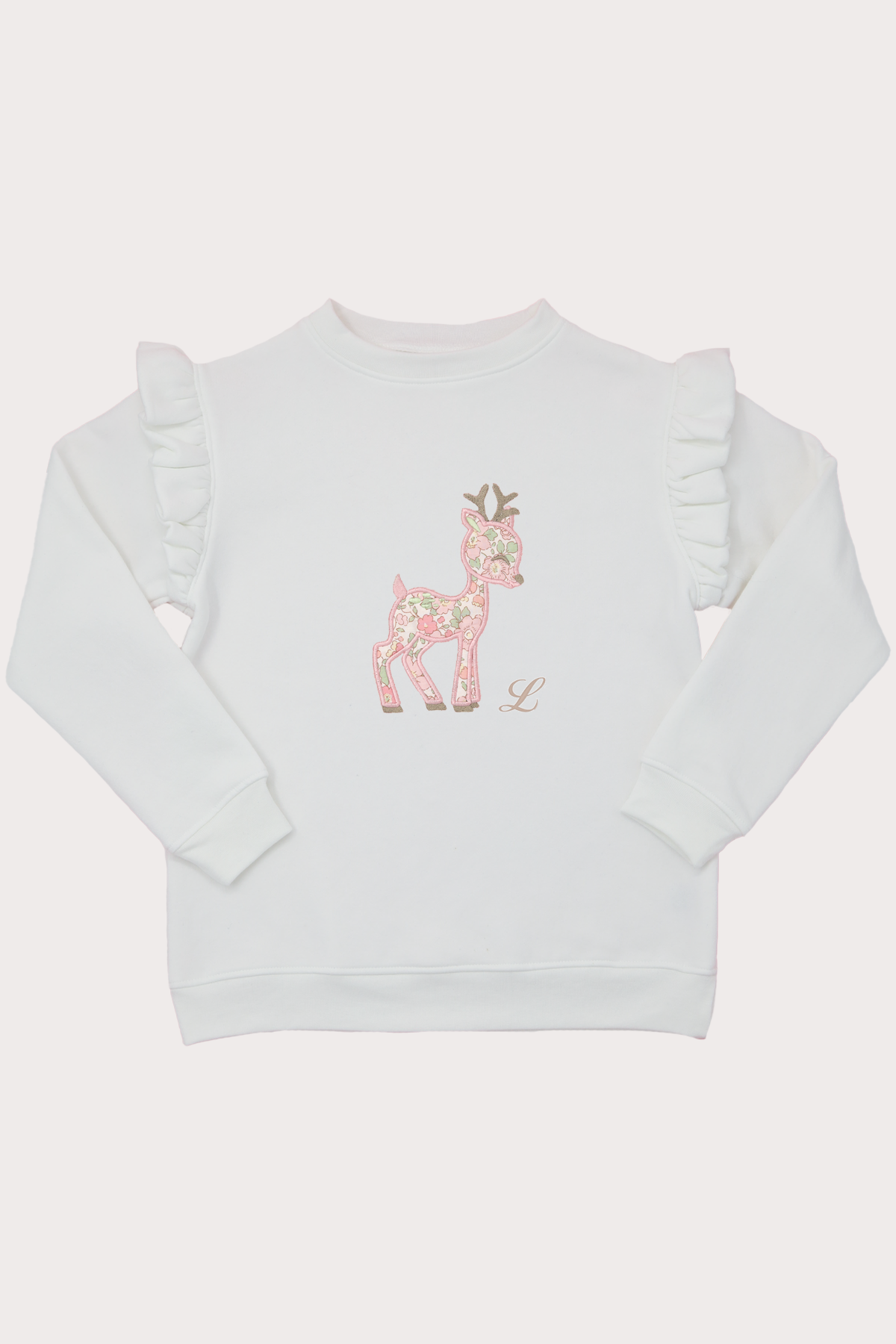Liberty of London Baby Deer Personalised Frill Sleeve Sweatshirt (6M - 10Y)
