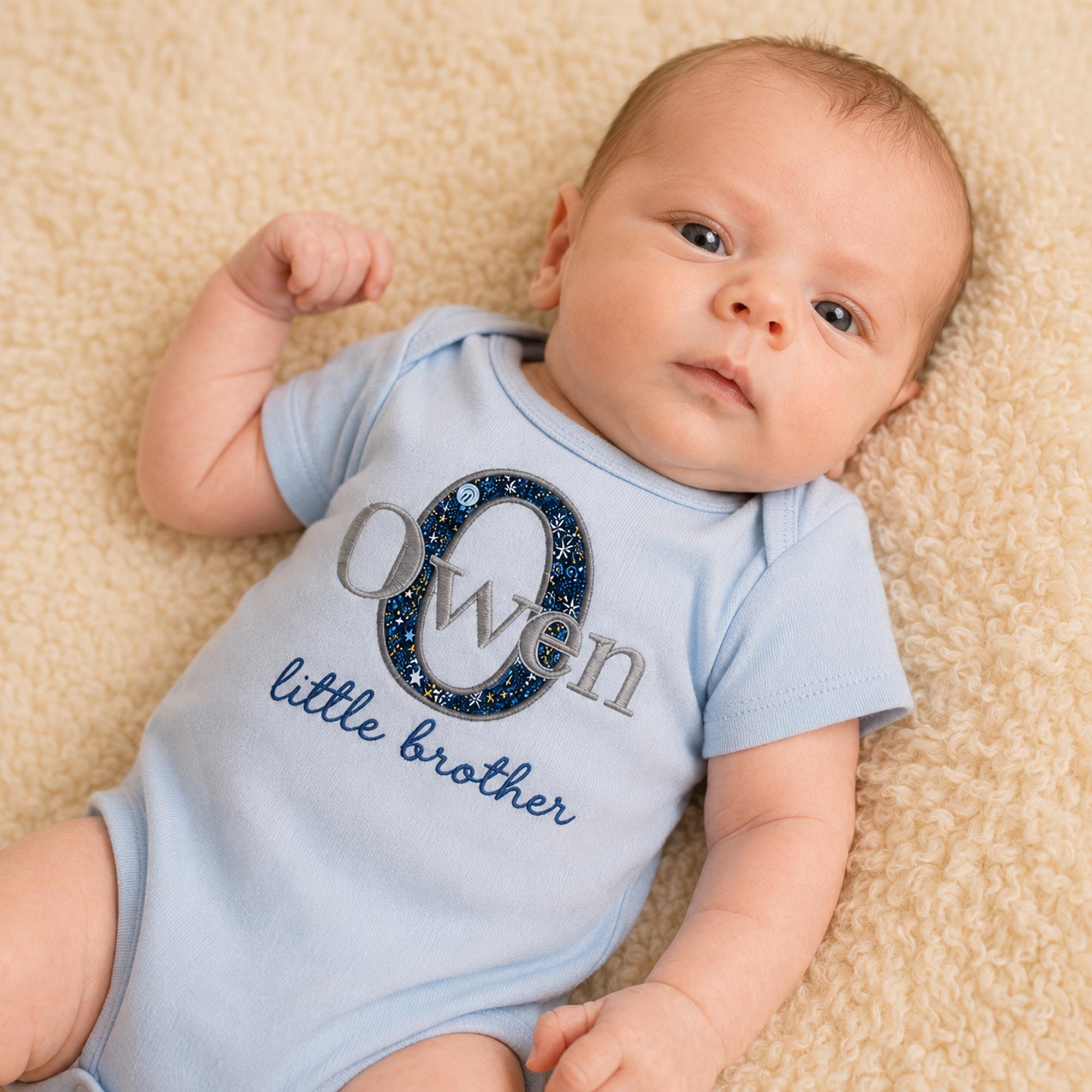 Personalised Little Brother Name Bodysuit | Liberty Fabric Initial Design