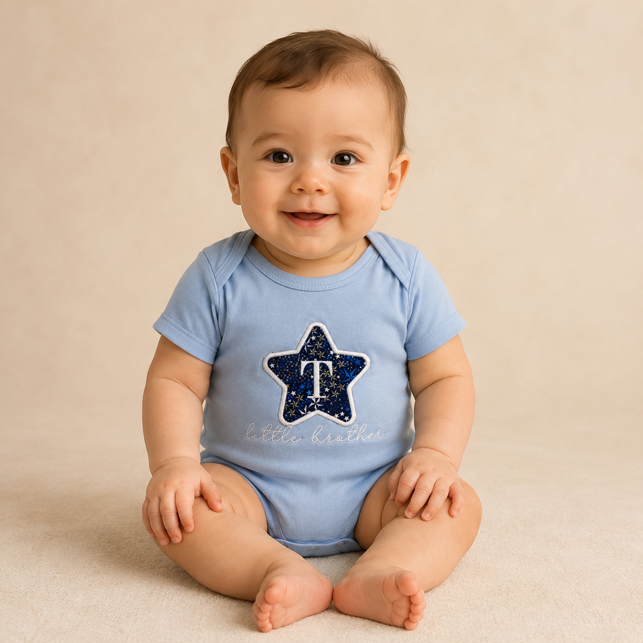 Personalised Little Brother Bodysuit | Liberty Fabric Baby Outfit