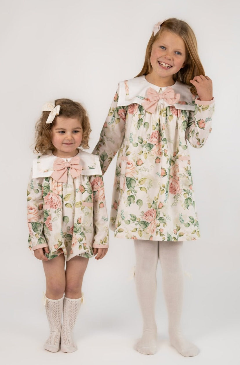 Floral Sailor Collar Girls Dress (2Y - 8Y)