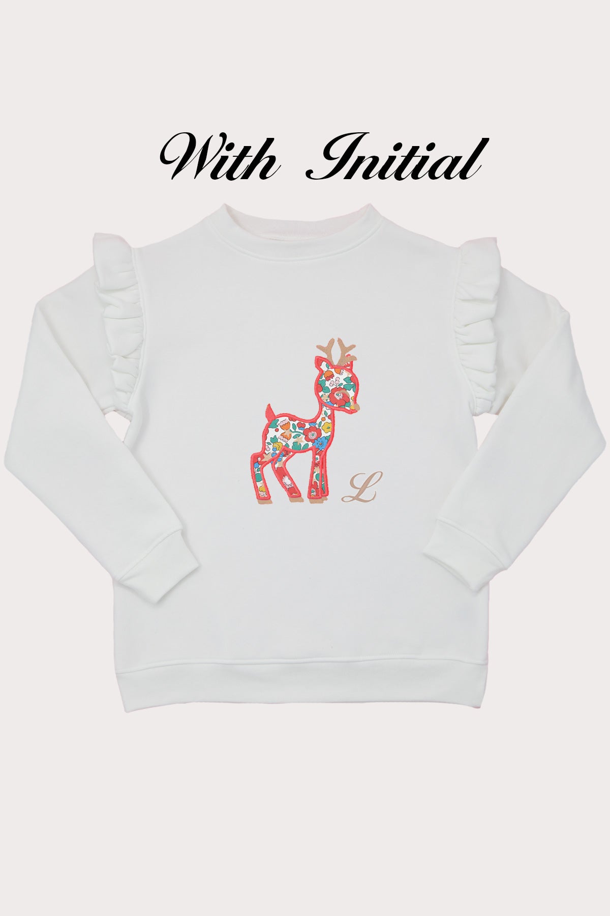 Liberty of London Baby Deer Personalised Frill Sleeve Sweatshirt (6M - 10Y)