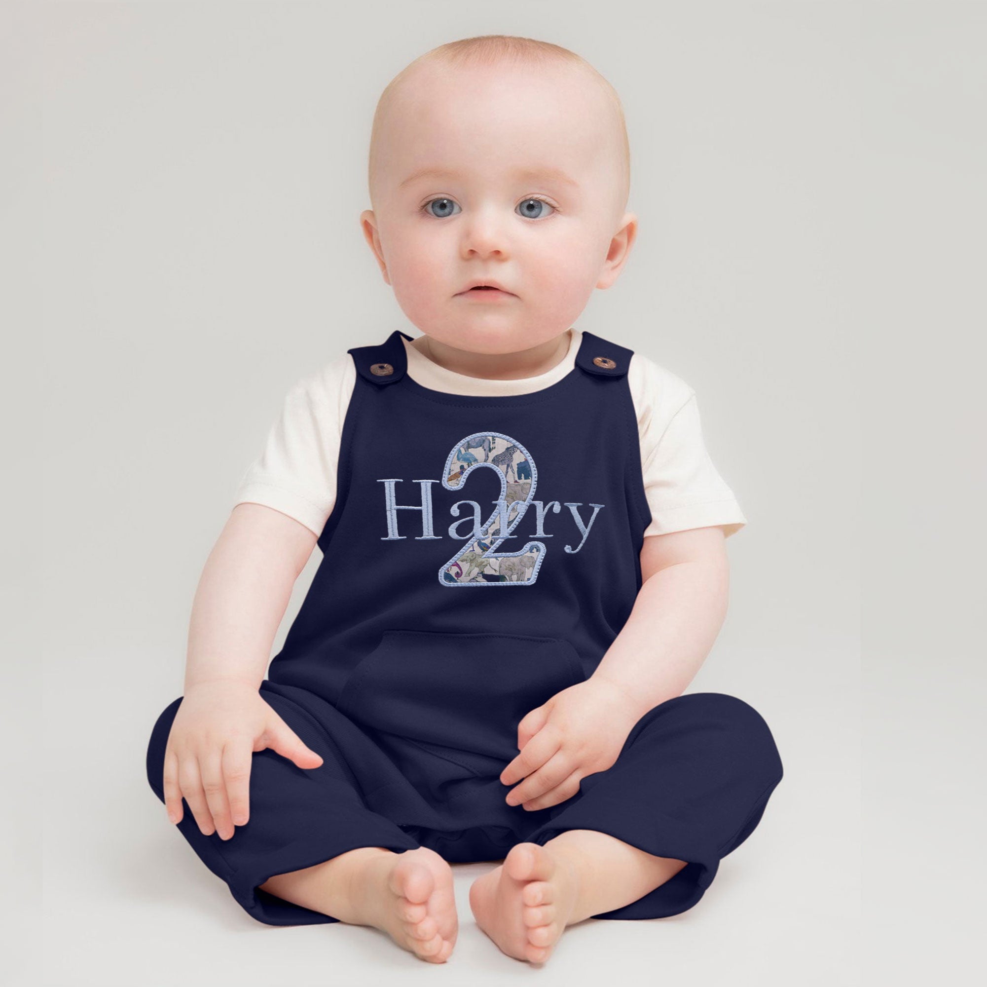 Personalised Organic Cotton Dungarees - Blue