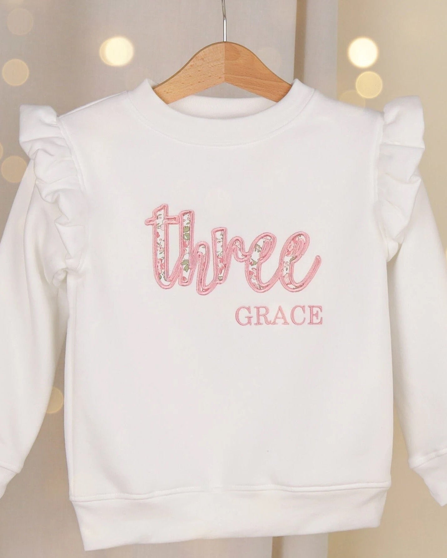 Personalised Third Birthday Sweatshirt | Liberty of London Appliqué