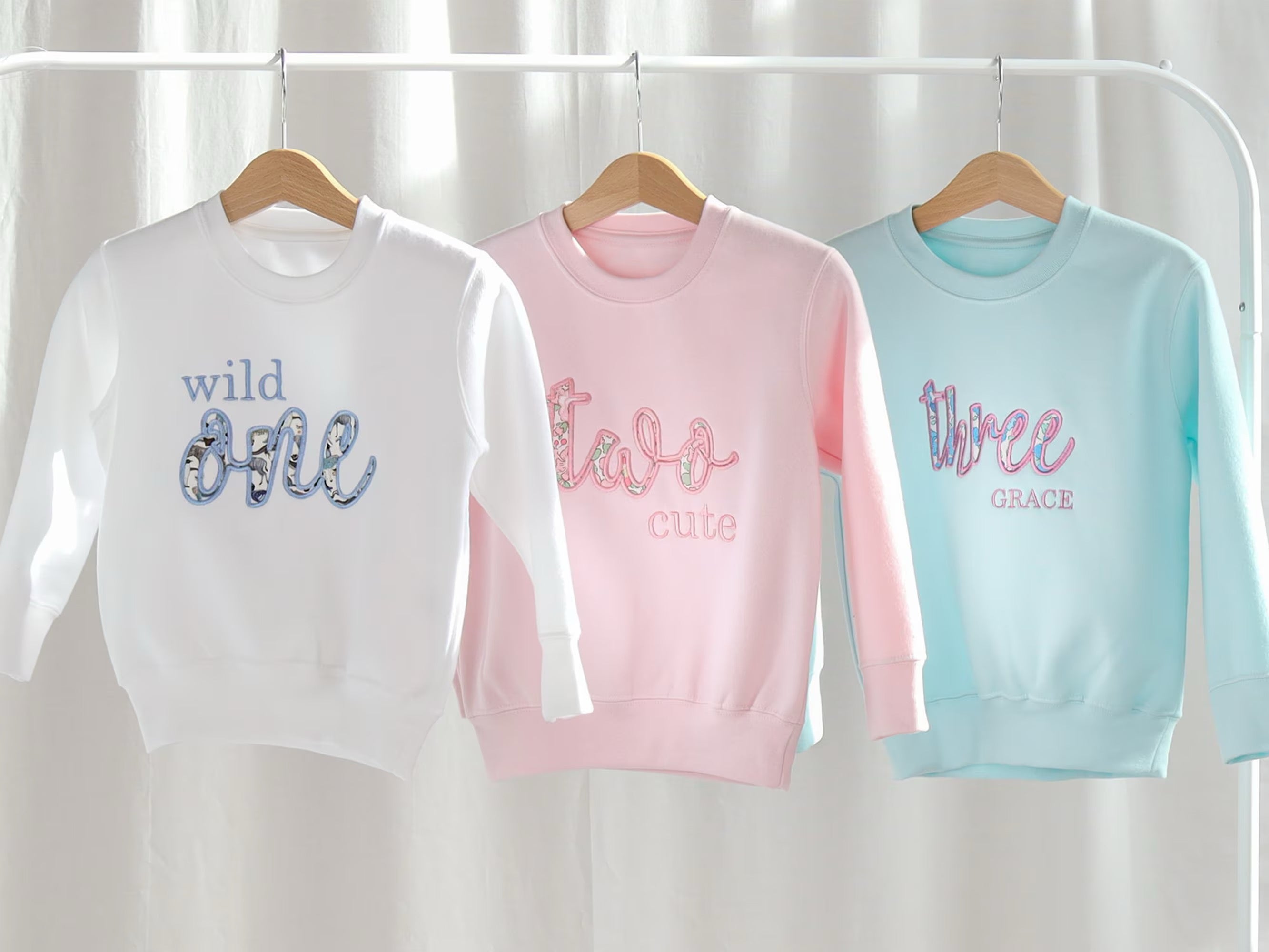 Personalised Third Birthday Sweatshirt | Liberty of London Appliqué