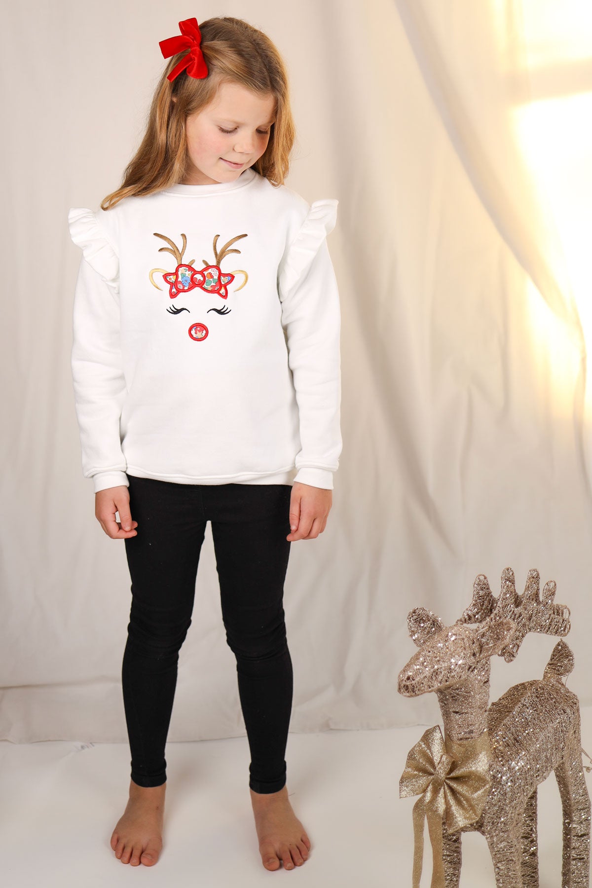 Liberty of London Reindeer Frill Shoulder Sweatshirt (6M - 10Y)