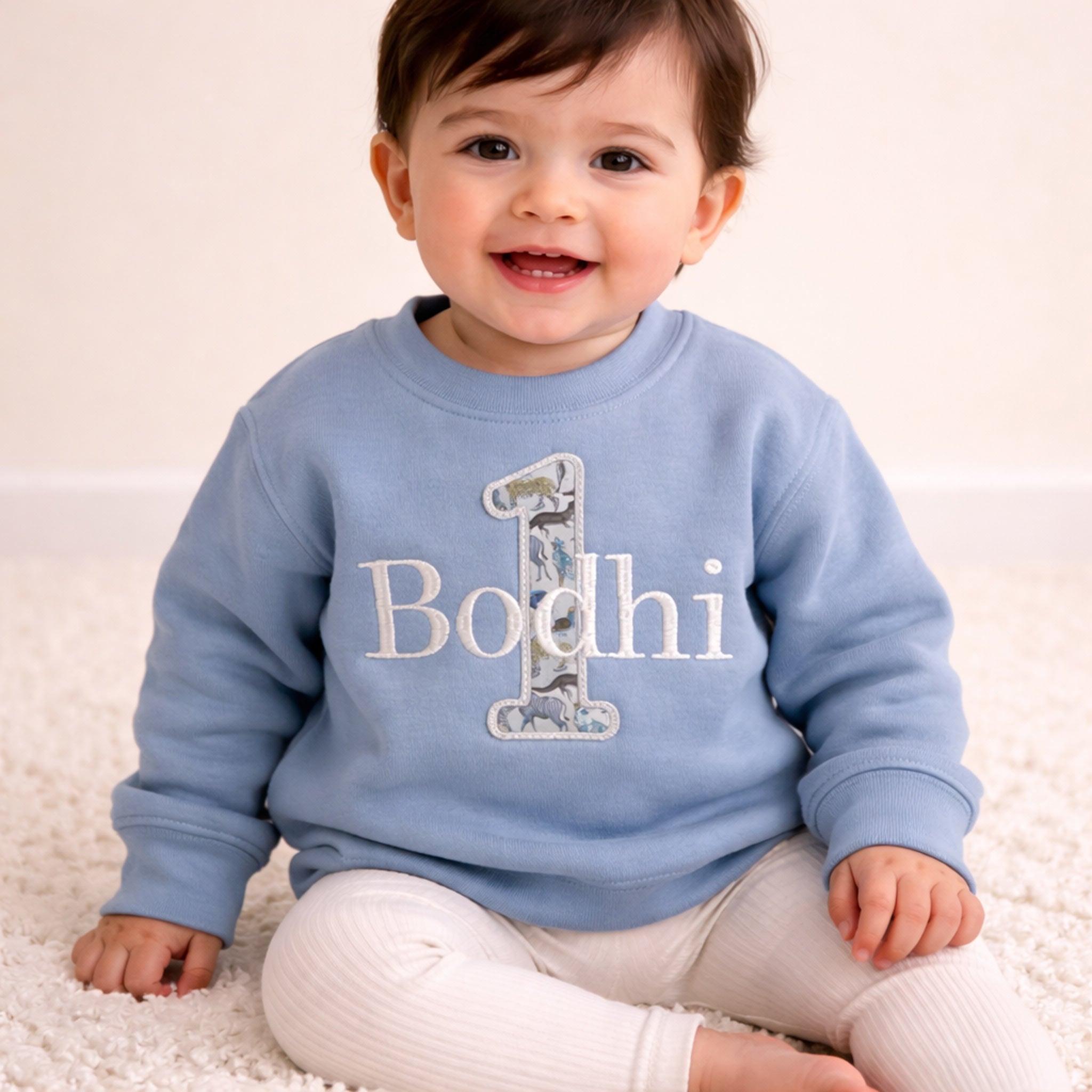 Personalised Liberty Fabric 1st Birthday Jumper