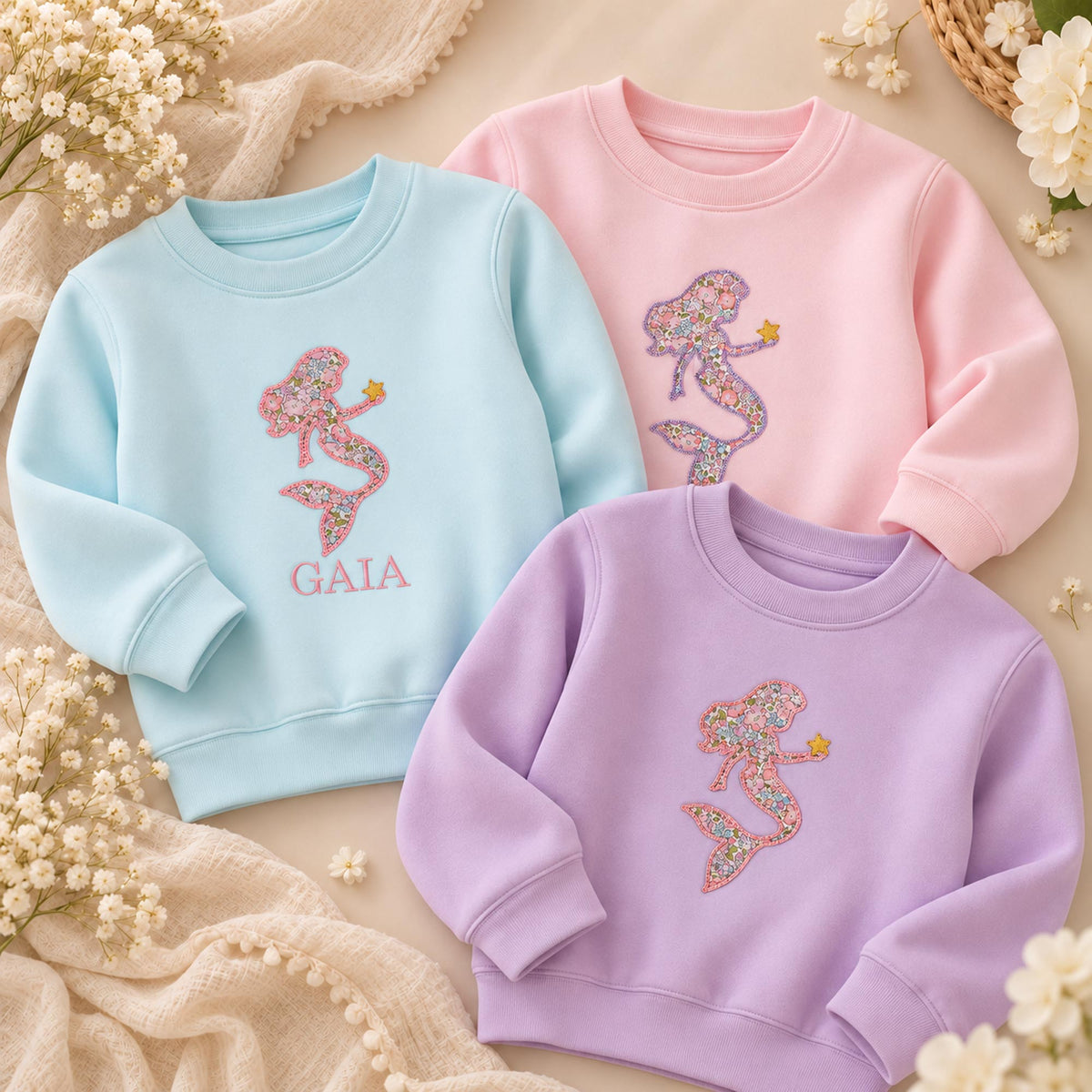 Personalised Mermaid Jumper – Liberty Fabric Appliqué