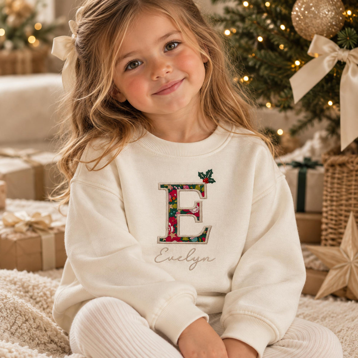 Personalised Liberty Christmas Initial Jumper – Holly