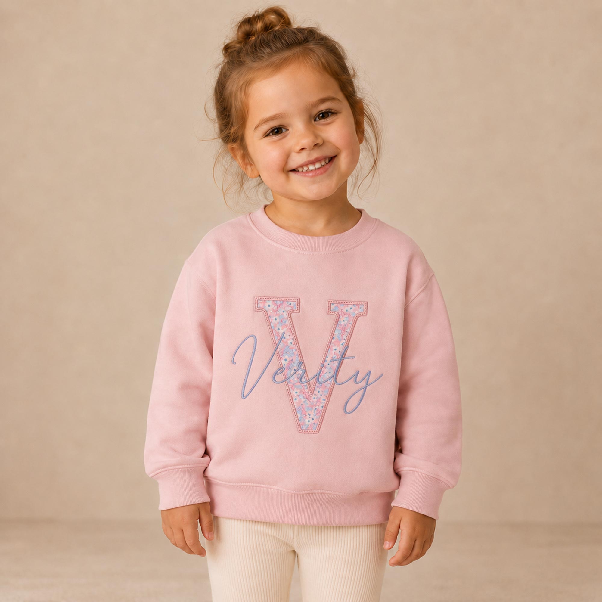 Personalised Initial Jumper | Script Name Liberty Fabric Design