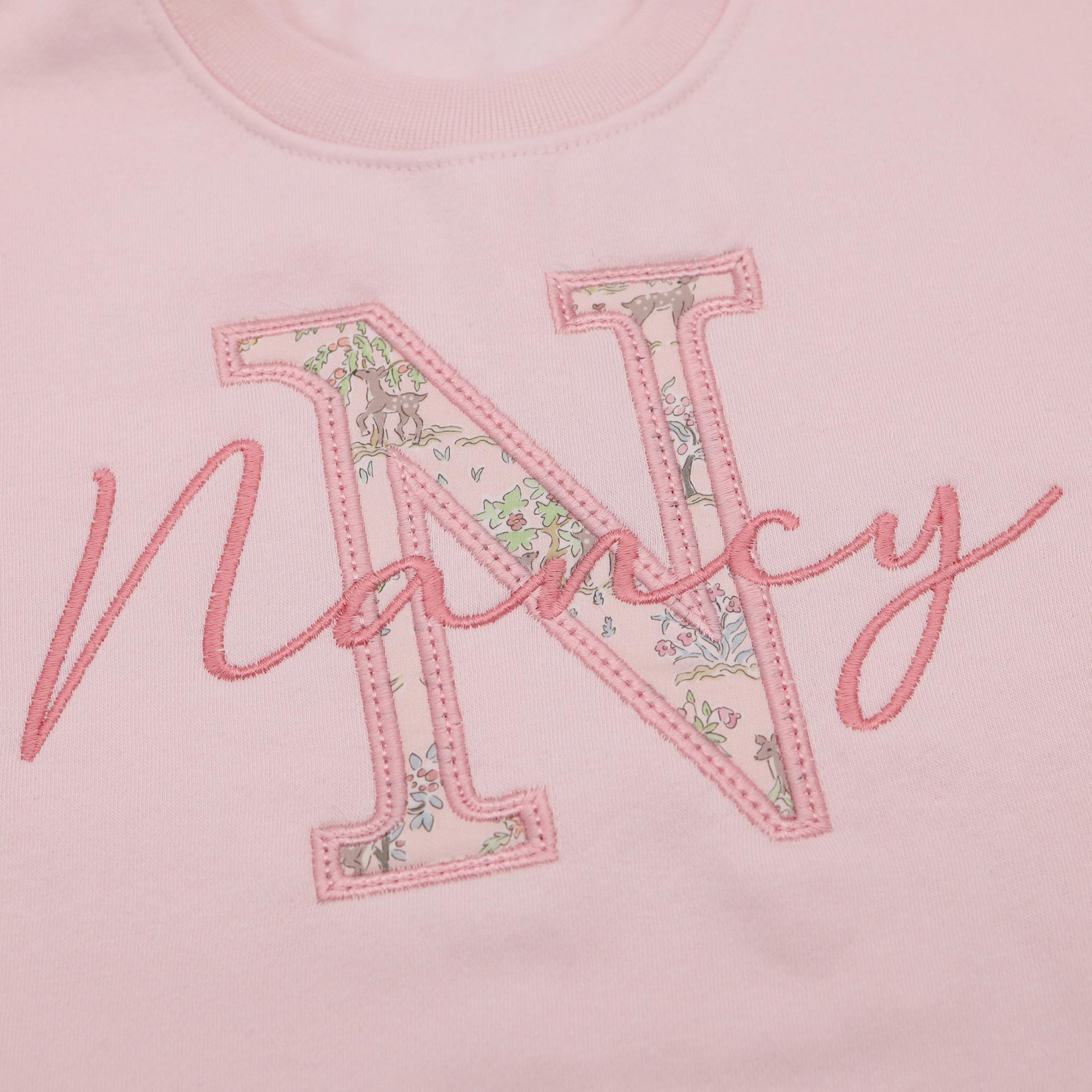 Personalised Initial Jumper | Script Name Liberty Fabric Design
