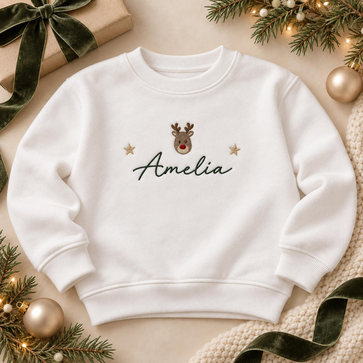 Personalised Little Reindeer Christmas Jumper