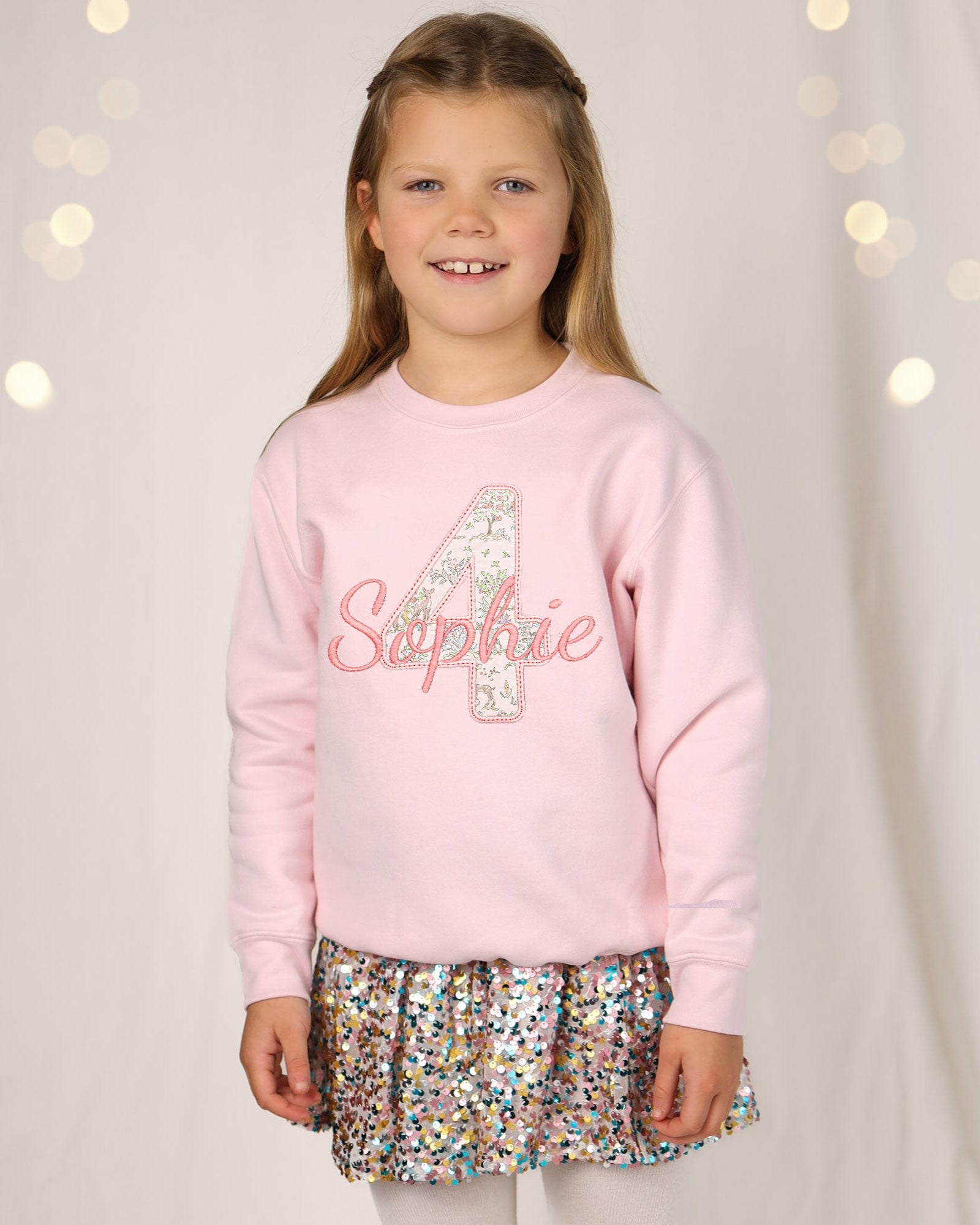 Personalised 4th Birthday Sweatshirt | Liberty of London Appliqué