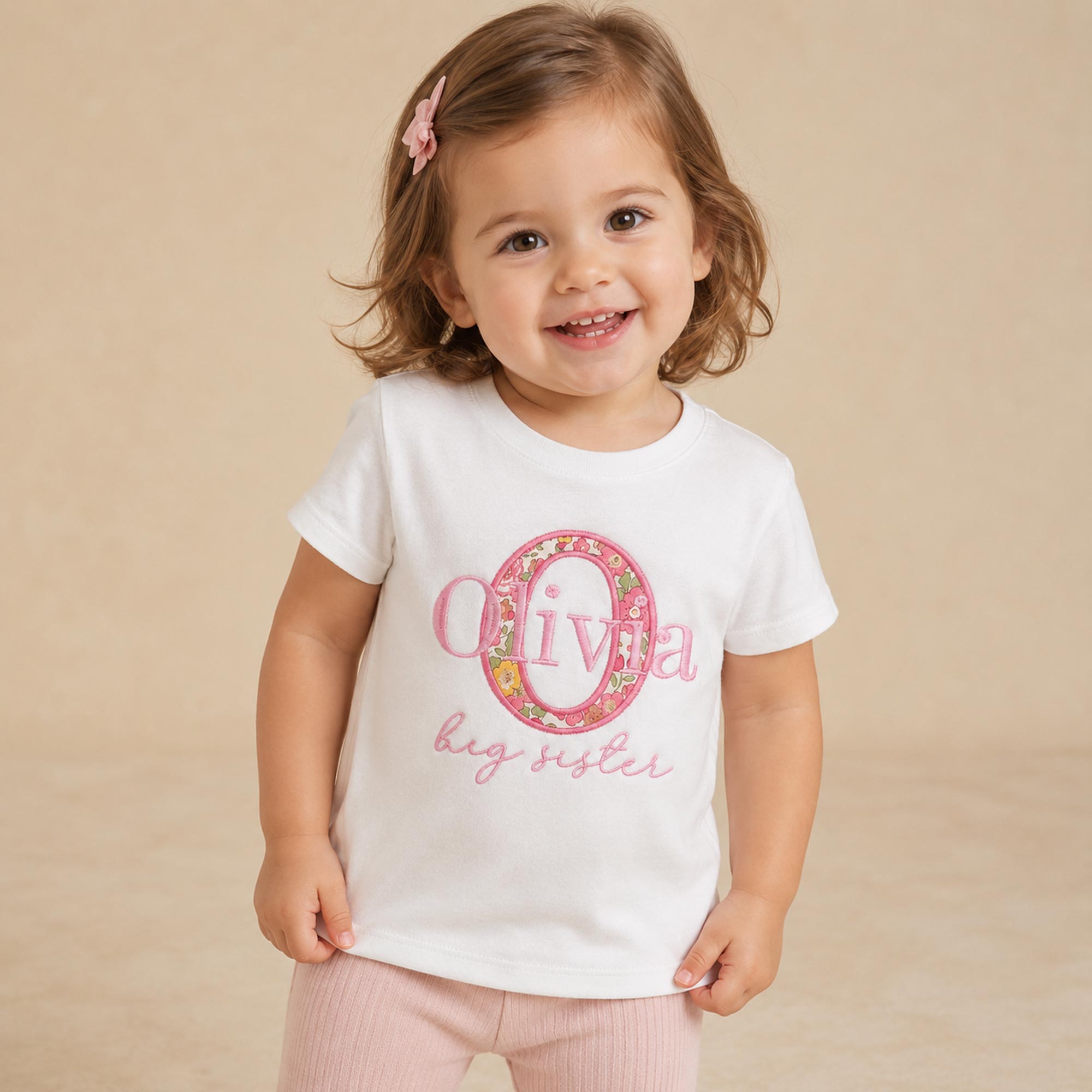 Personalised Sister Name T-Shirt | Liberty Fabric Initial Top