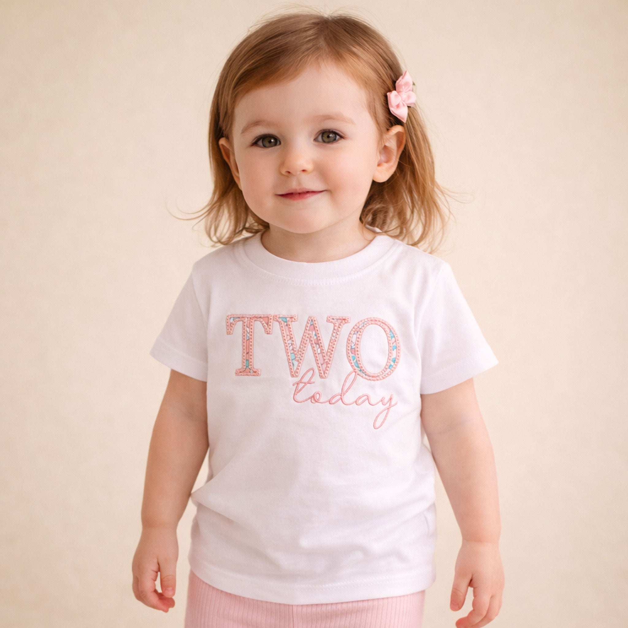 Two Today T-Shirt – Personalised 2nd Birthday Outfit in Liberty Fabric