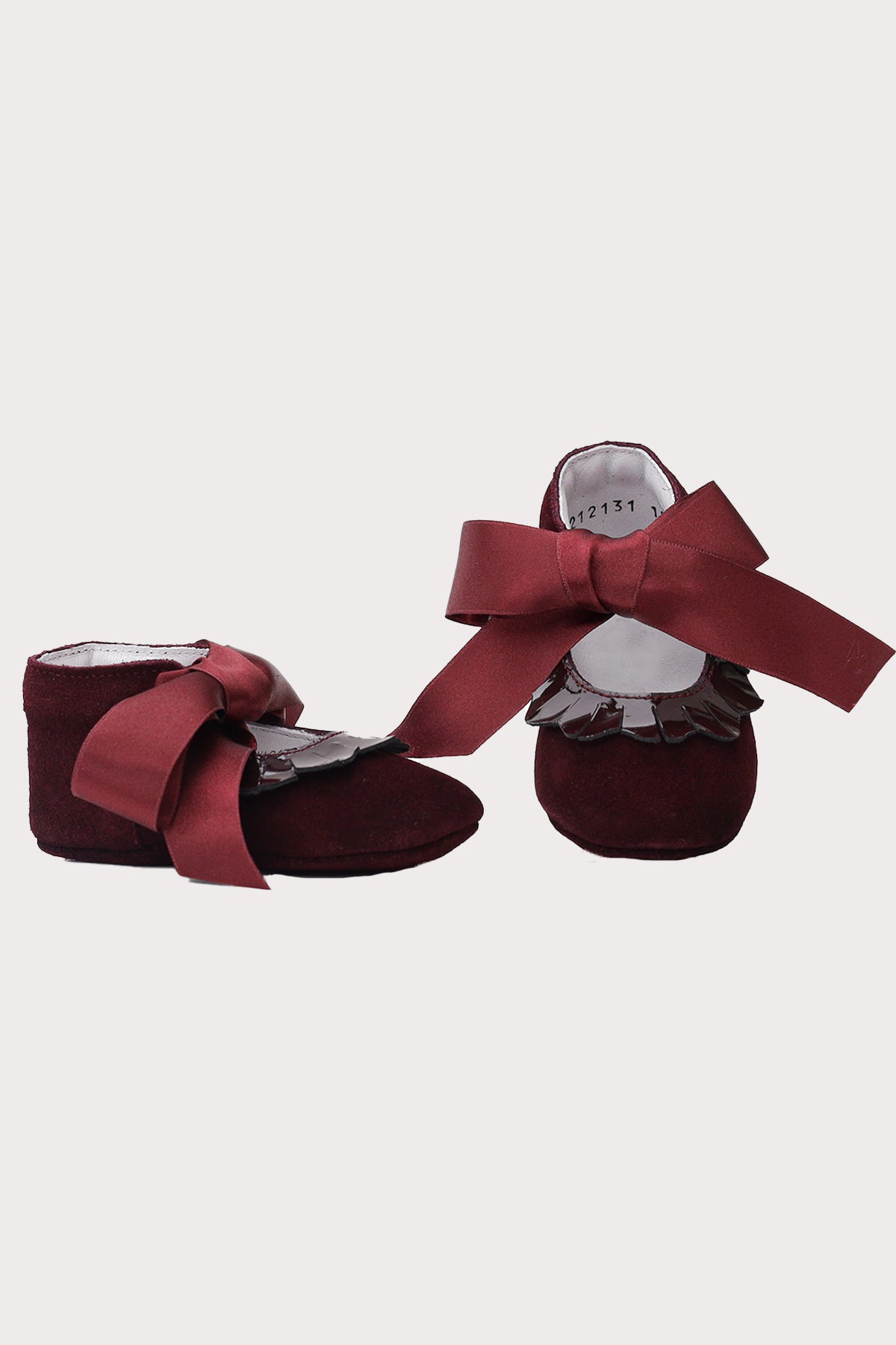 burgundy nubuck leather & patent leather baby shoes