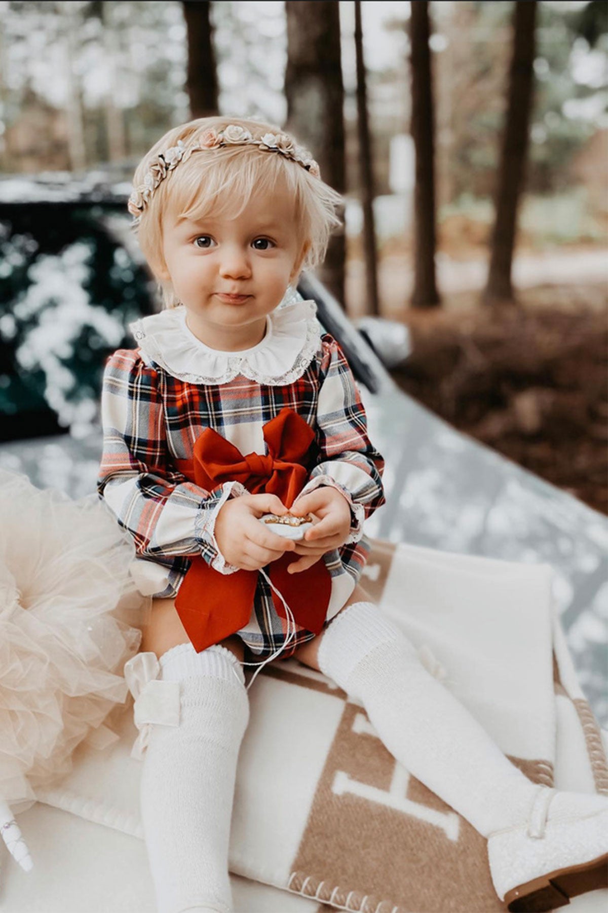 classic tartan baby girl romper