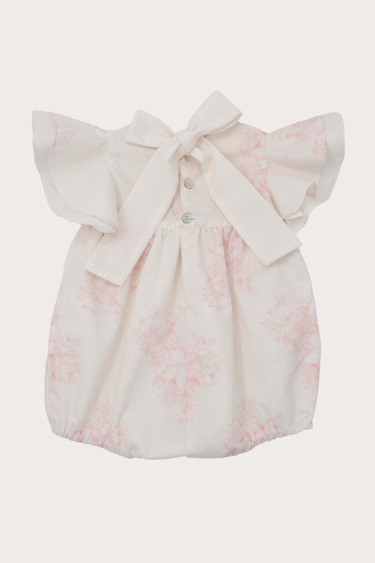 ivory baby girl romper with pink flowers