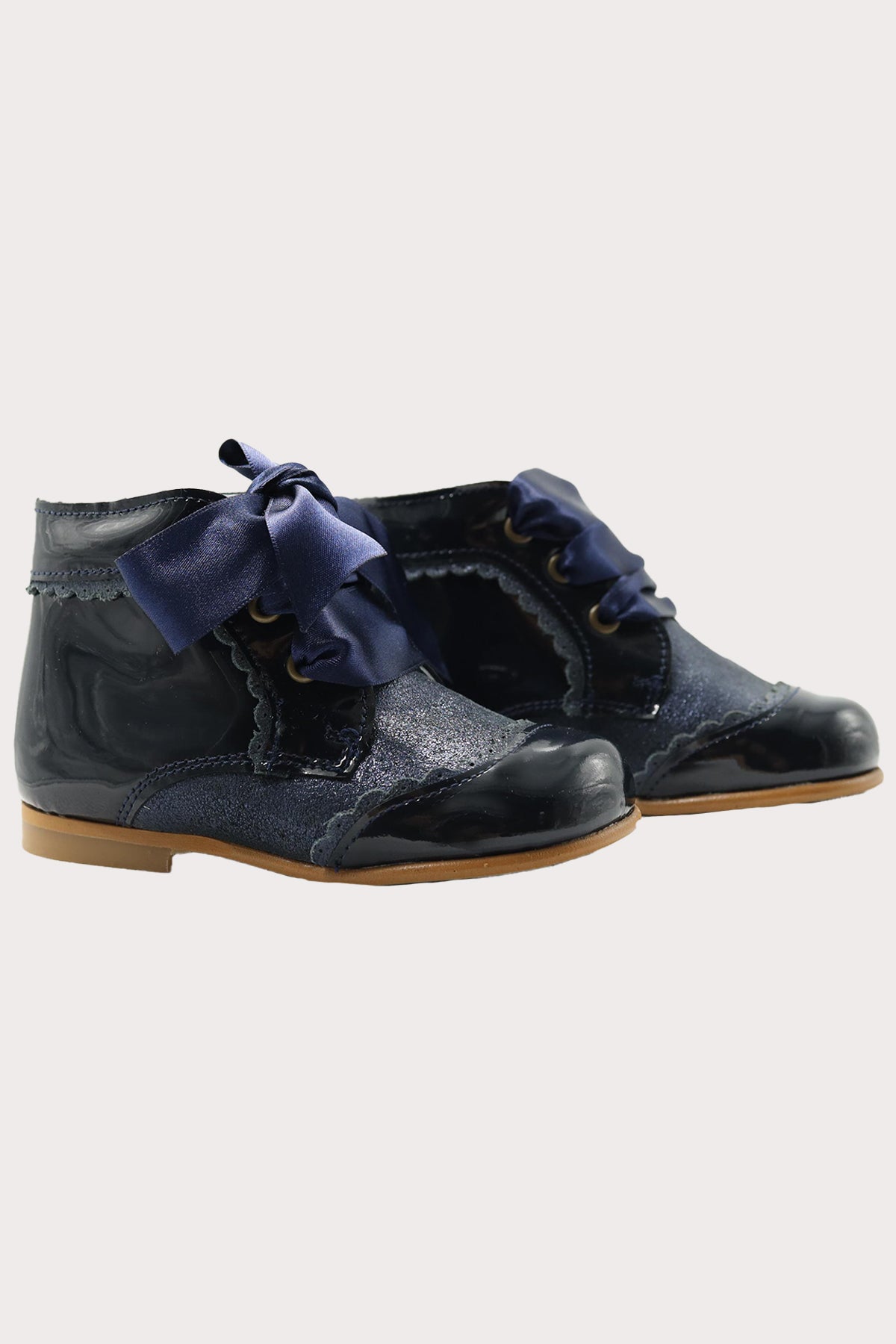 girls navy leather ankle boots