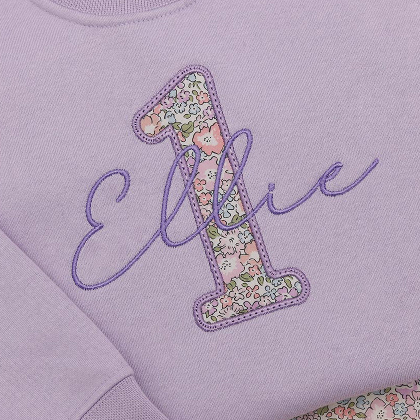 Personalised 1st Birthday Sweatshirt – Liberty London Appliqué Name Jumper | Baby First Birthday Outfit | Fifi & Finn