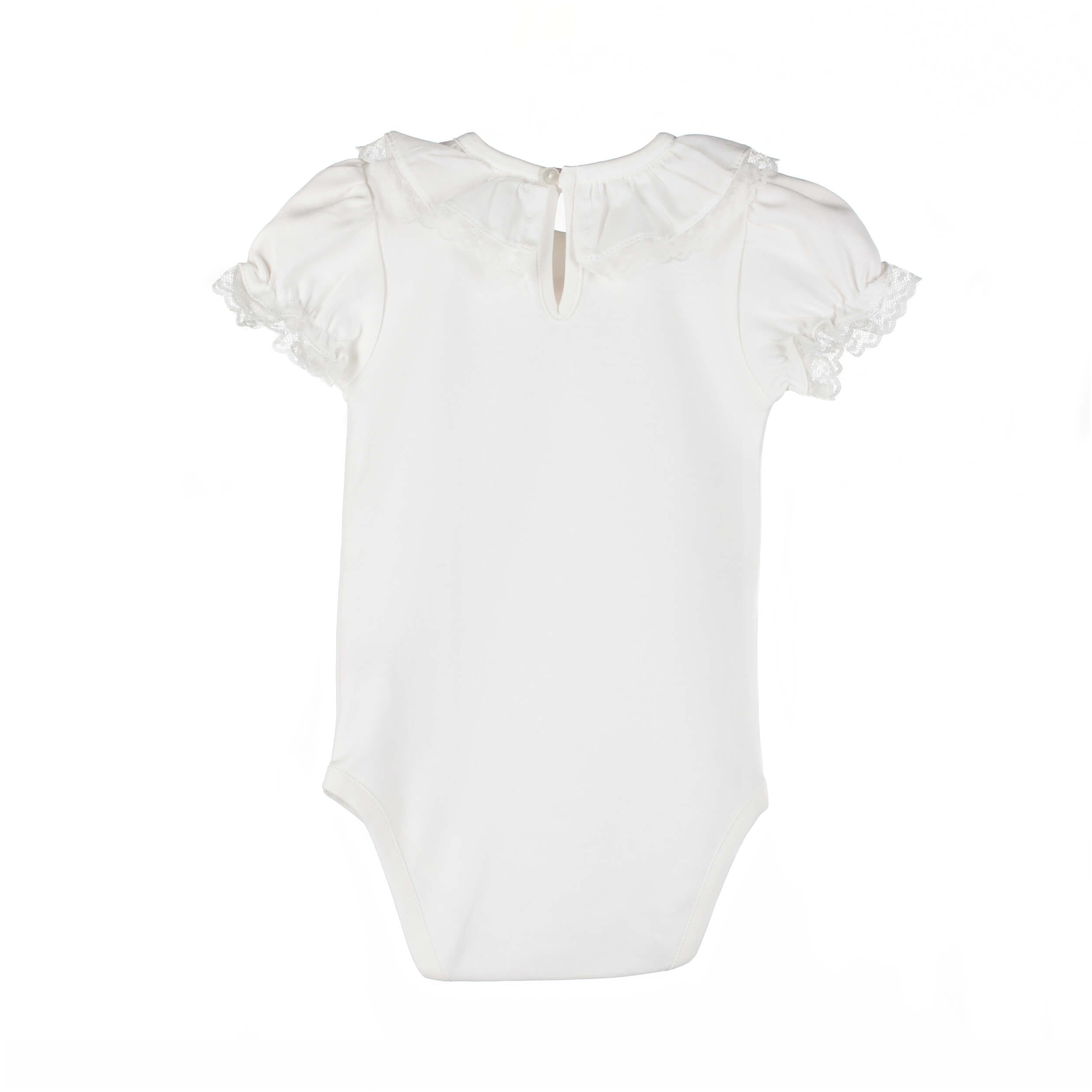 back of lace edge frill collar baby bodysuit