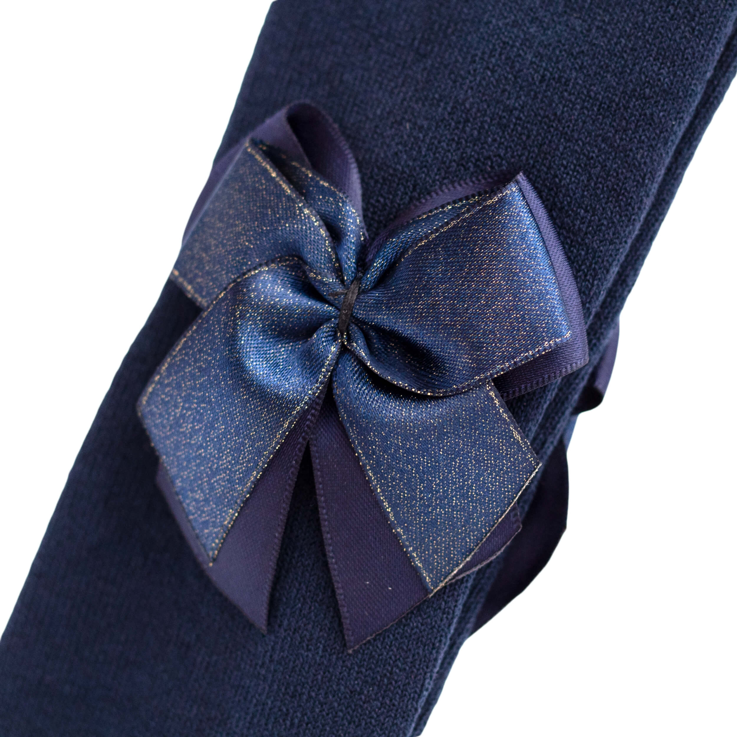 spanish baby tights with double bow in navy