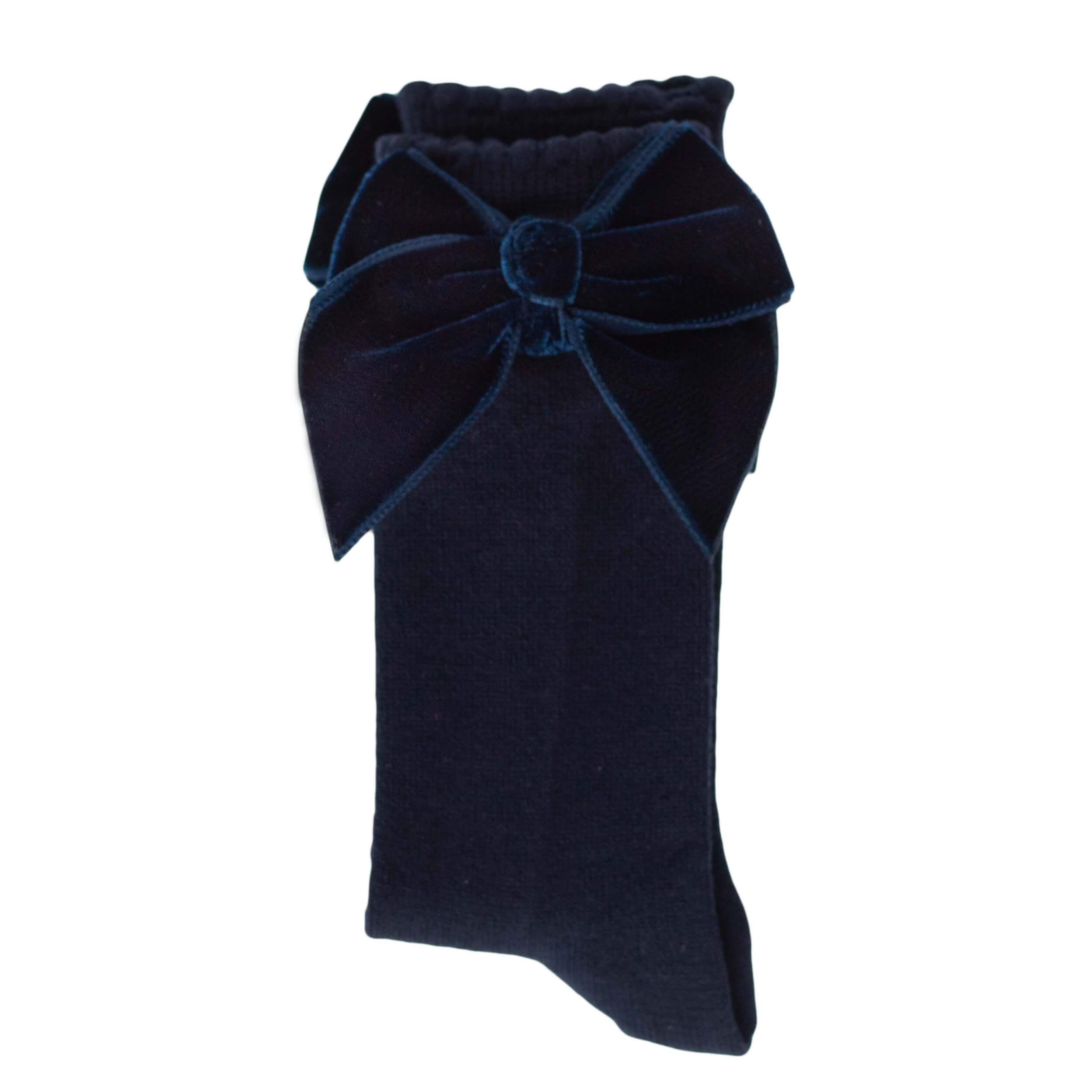 velvet bow spanish baby socks, navy