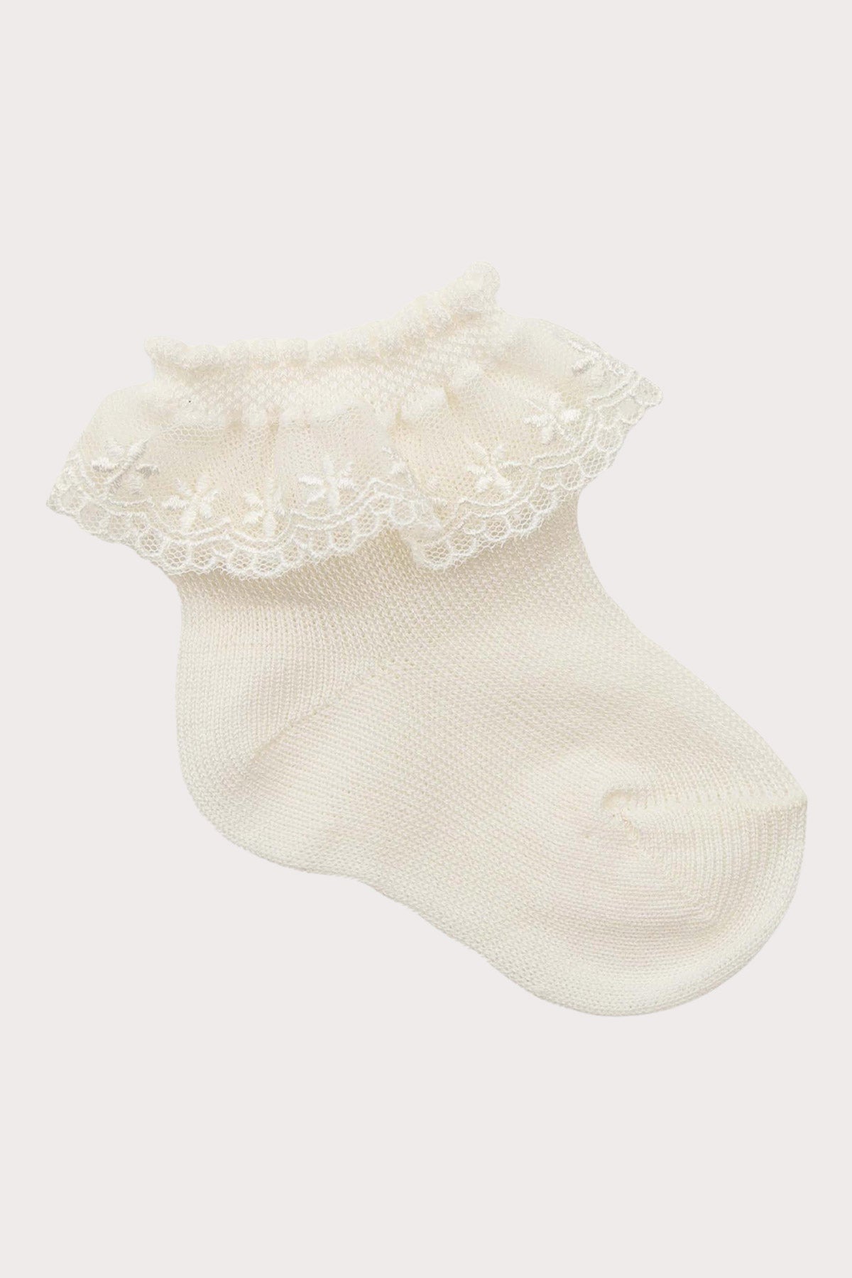 baby lace top ankle socks ivory