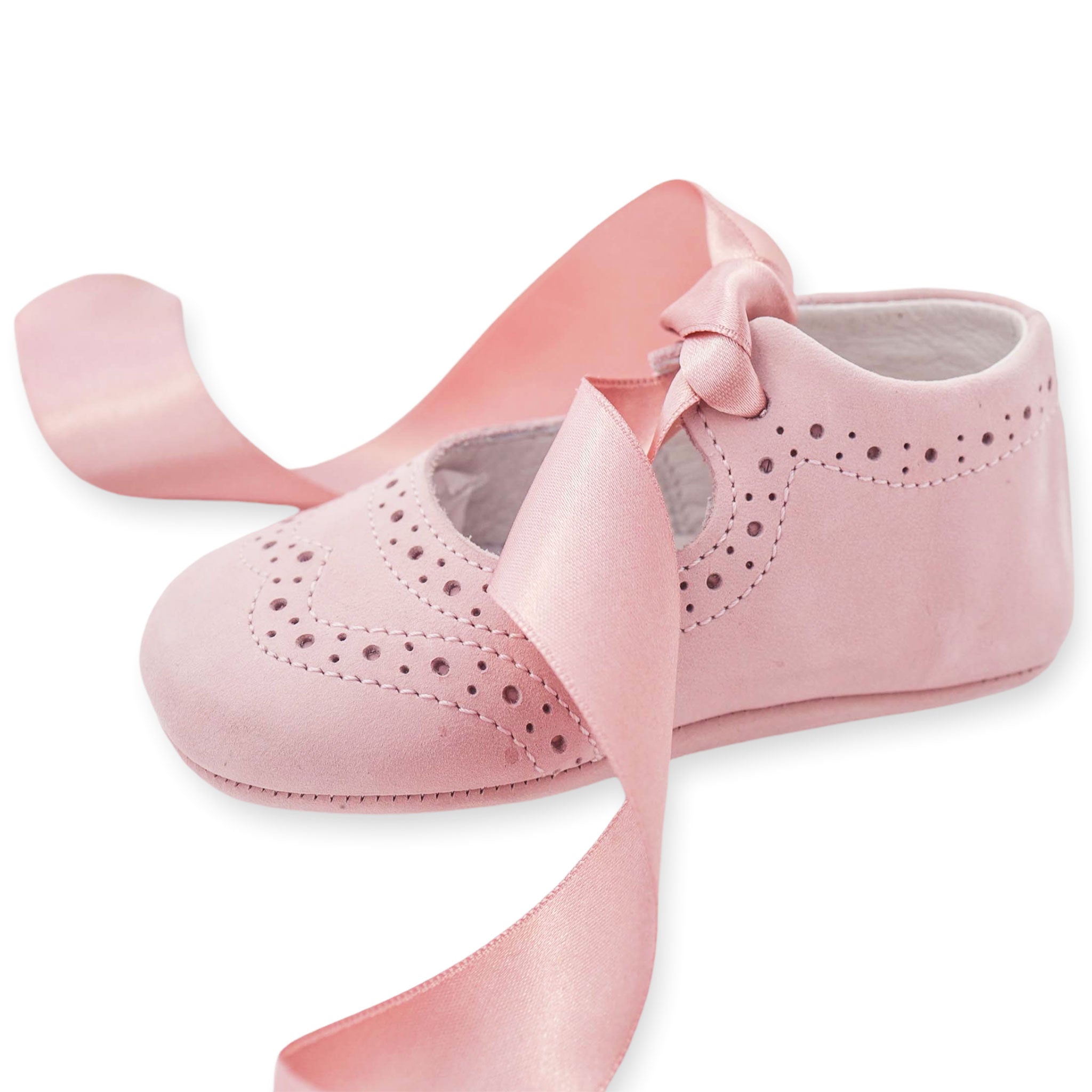 nubuck leather baby girl shoes pink side