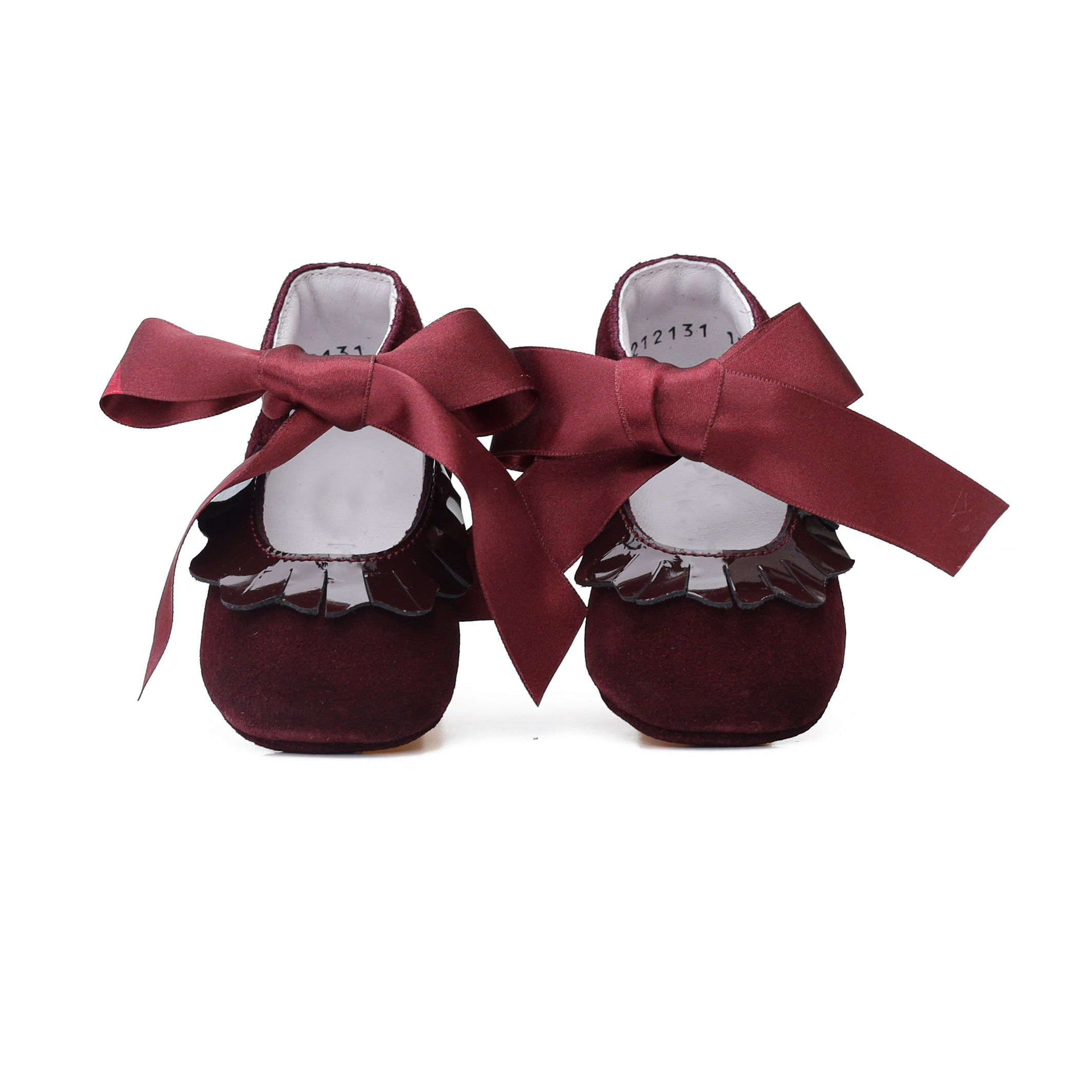 Suede & Patent Leather Baby Shoe - Burgundy
