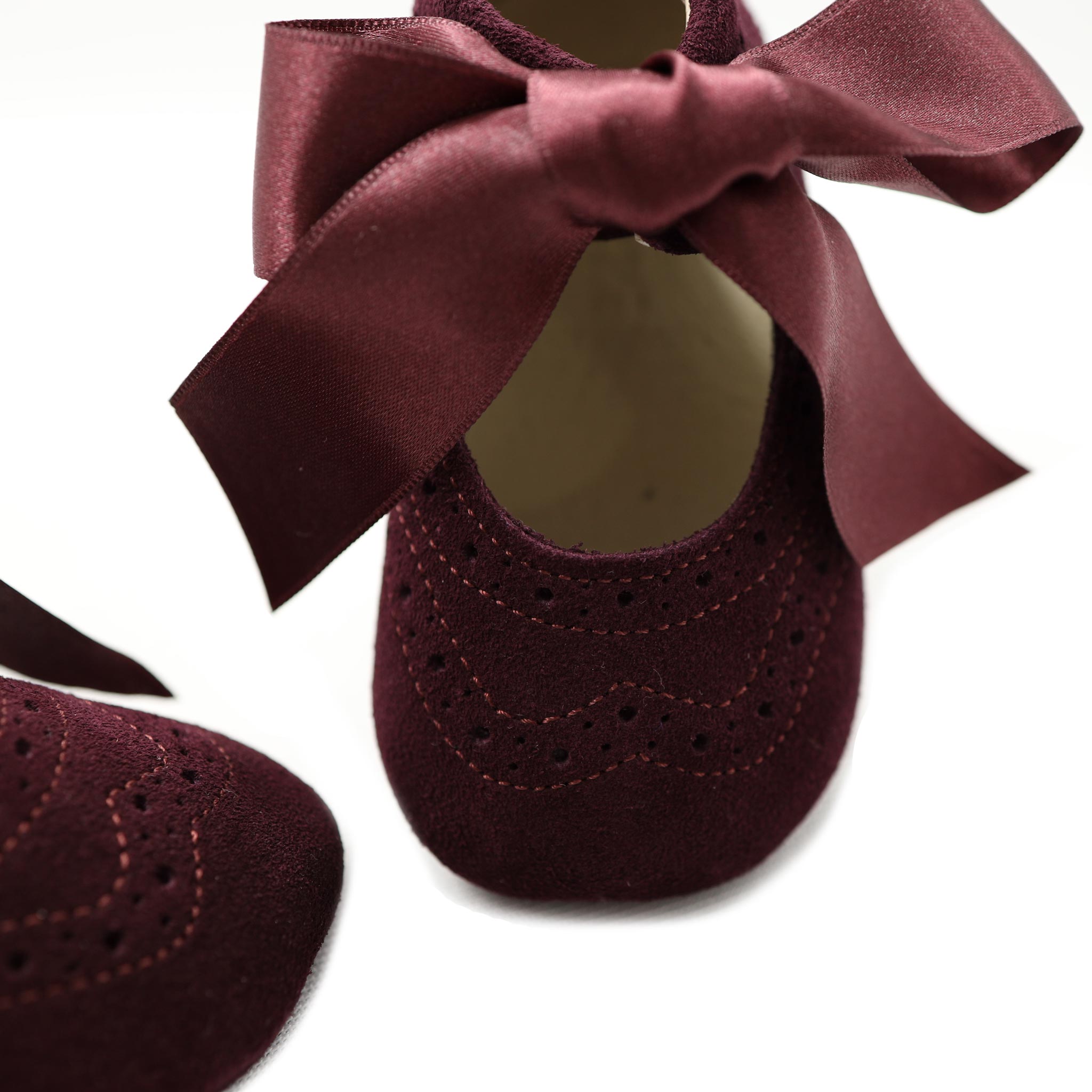 suede baby girl burgundy pram shoes