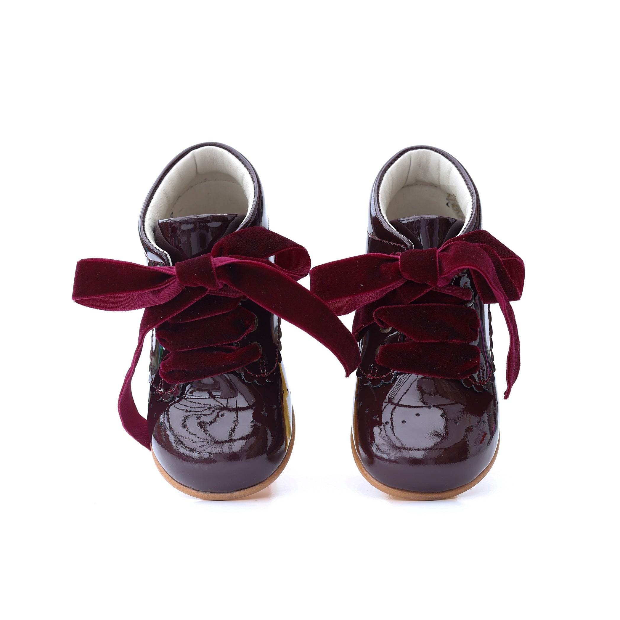 burgundy leather patent boots for girls