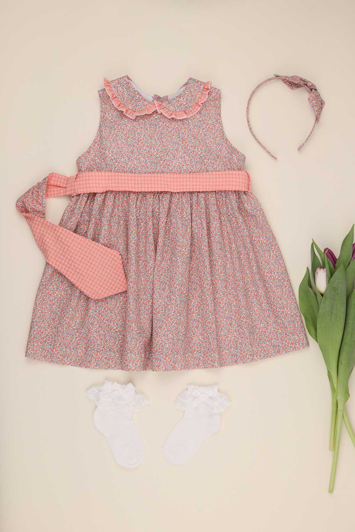 ditsty floral girls dress with headband
