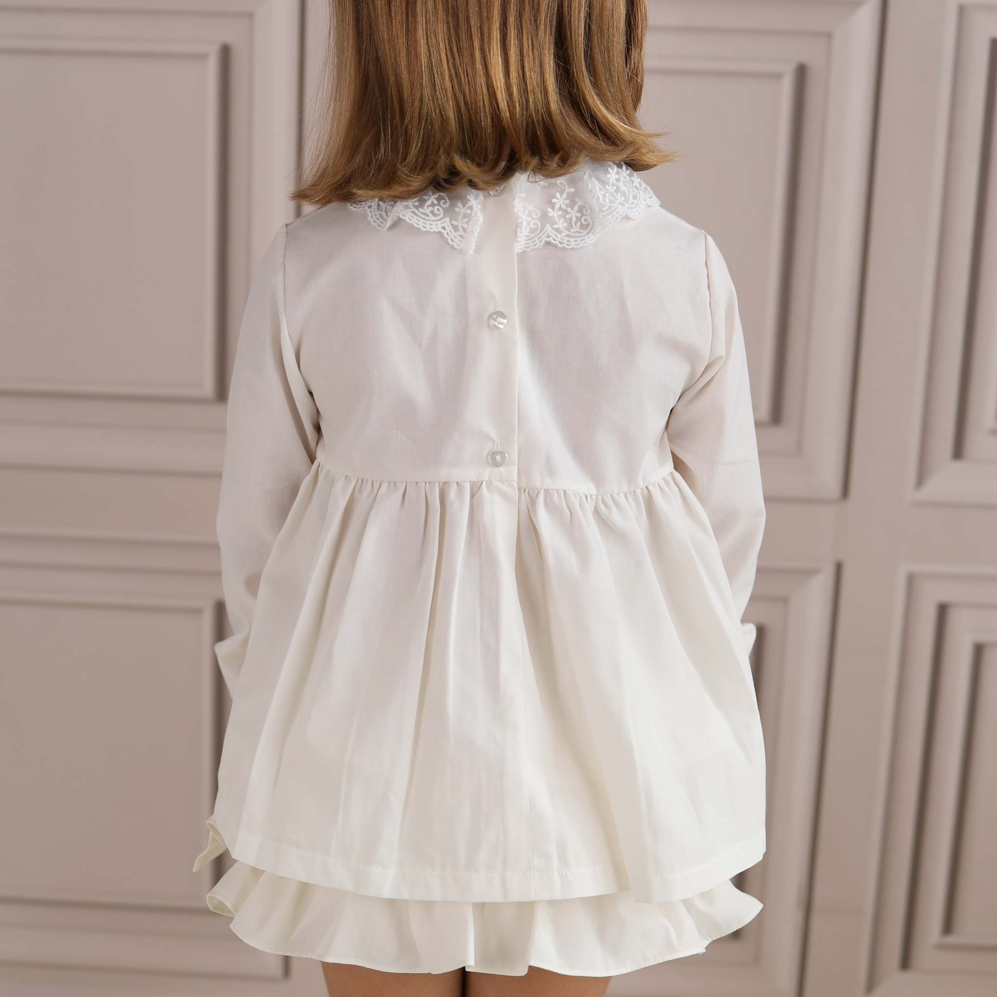 Lace Collar Girls Blouse - Ivory (6M-4Y)