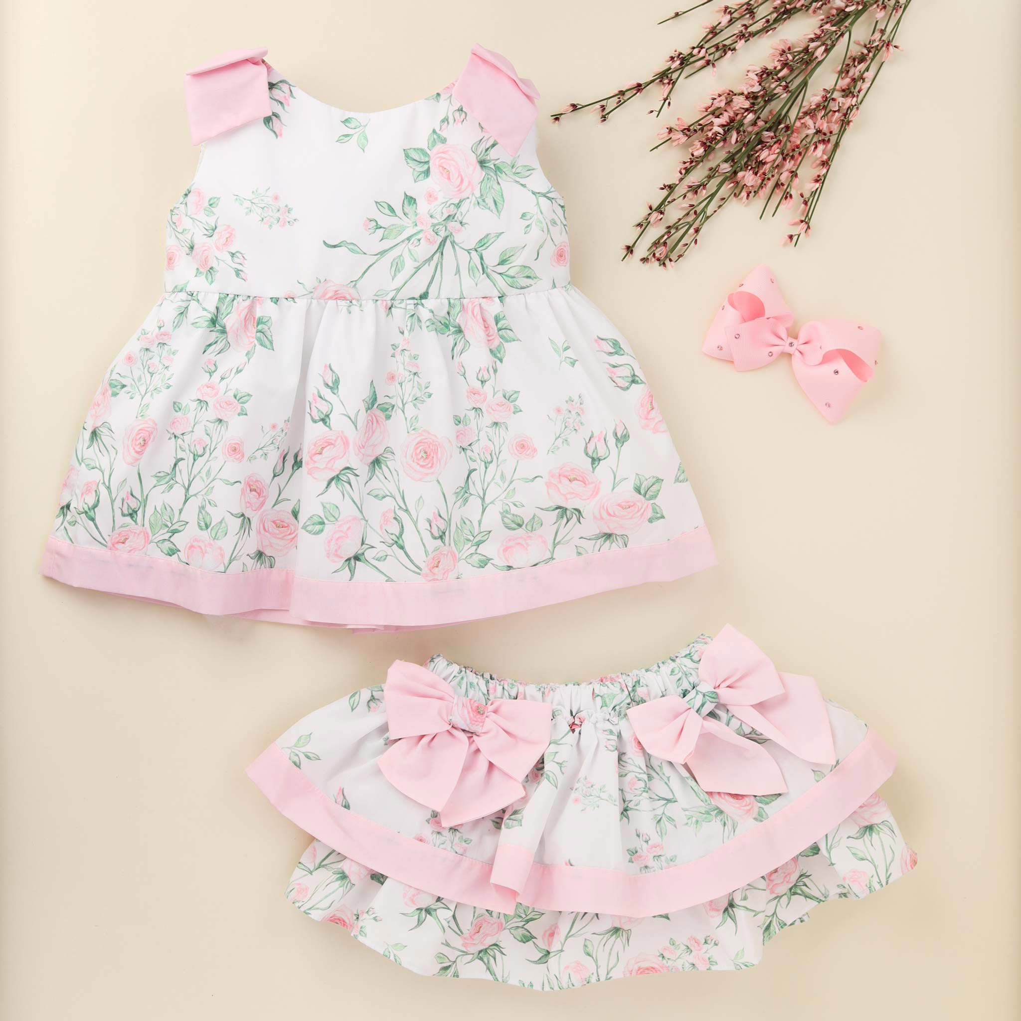 girls blouse & bloomer set flatlay