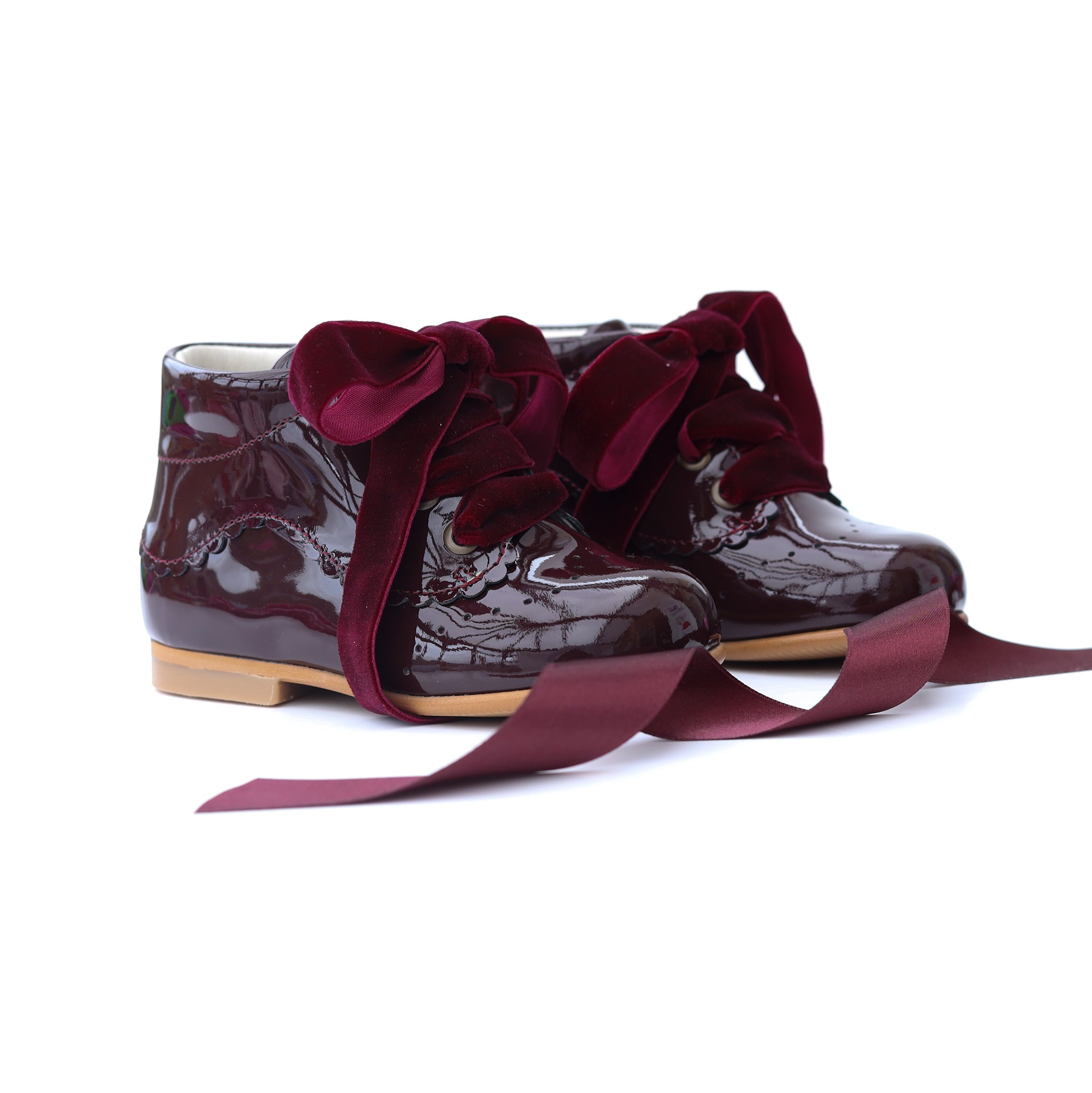 burgundy patent leather girls boots