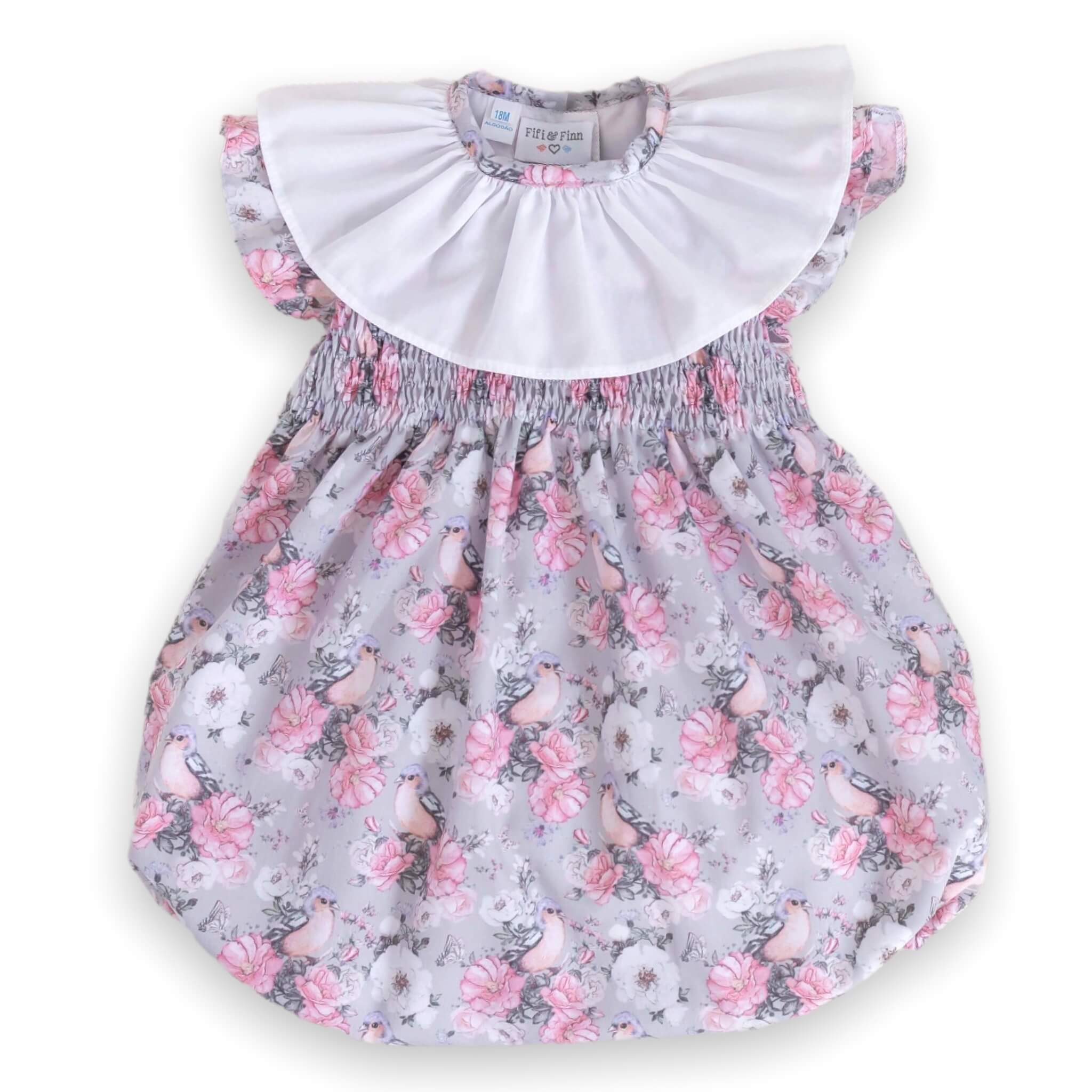 floral classic smocked baby girl romper
