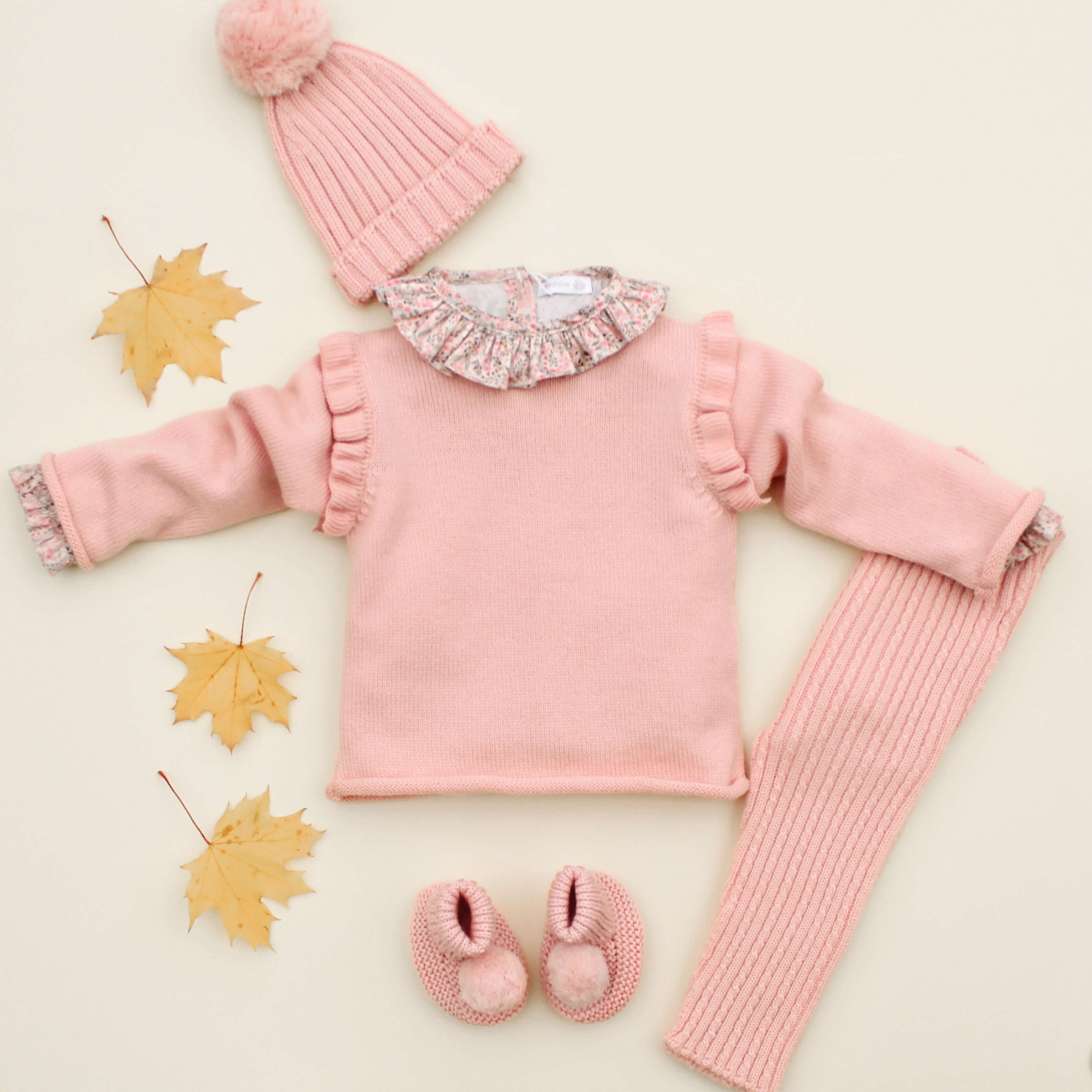 wedoble baby outfit with pink wool baby leggings and swewter