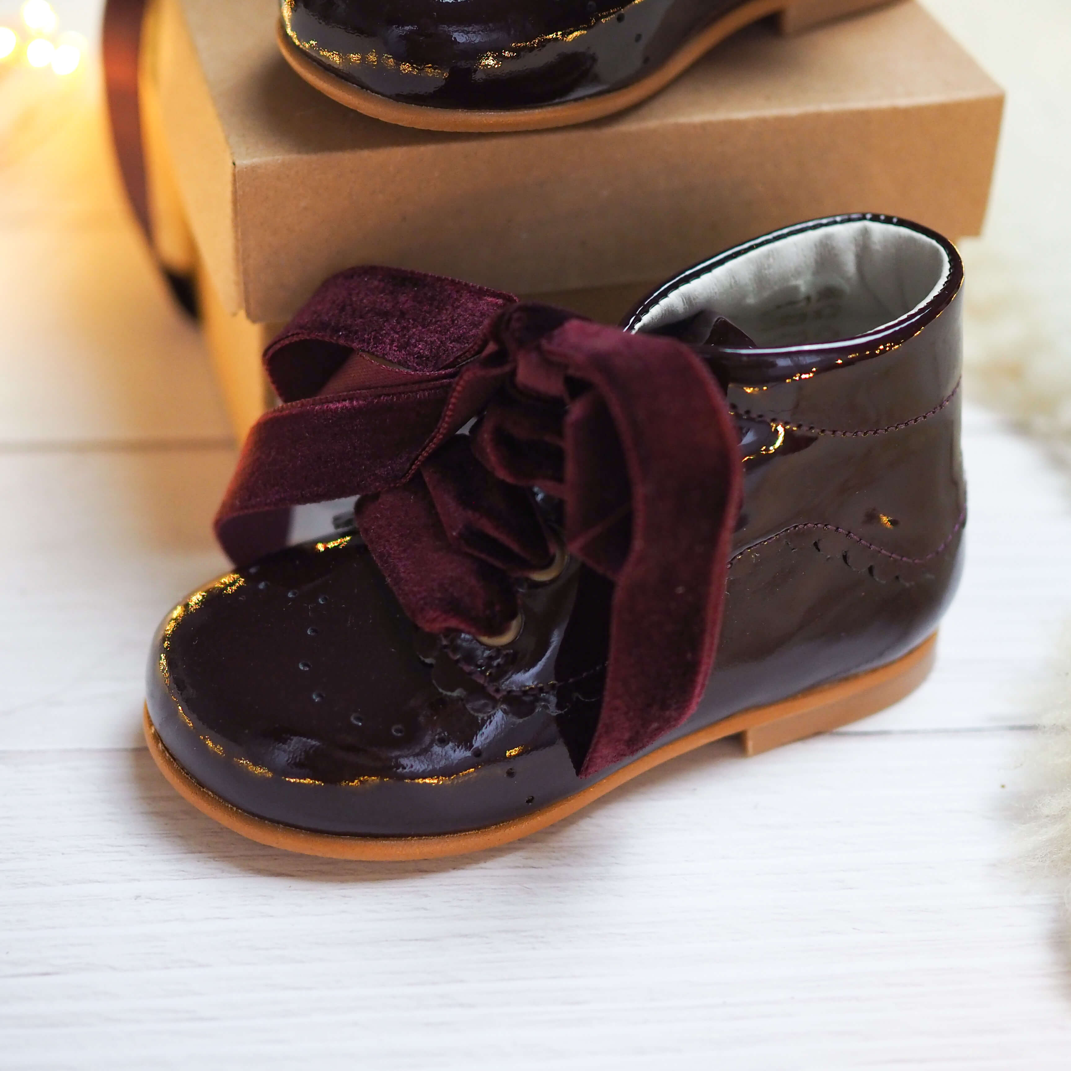 burgundy girls patent leather boots