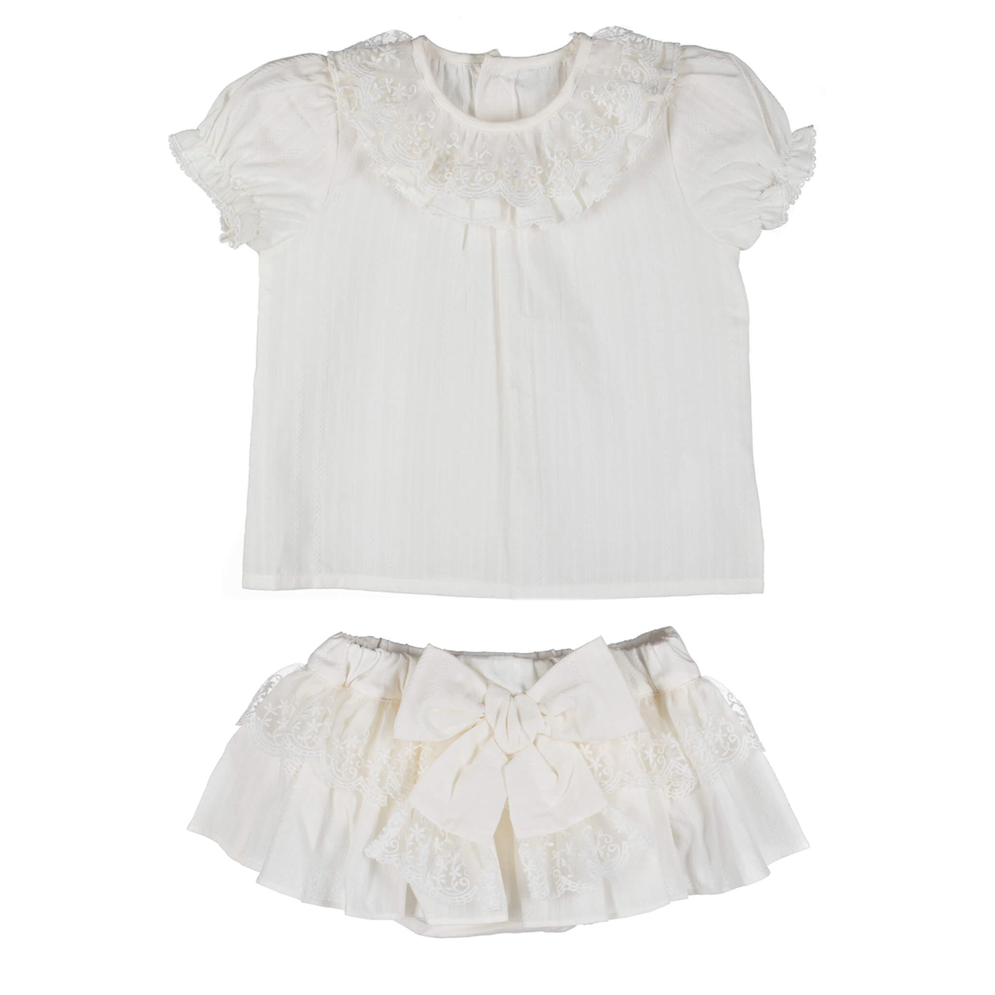 ivory lace baby blouse & bloomer
