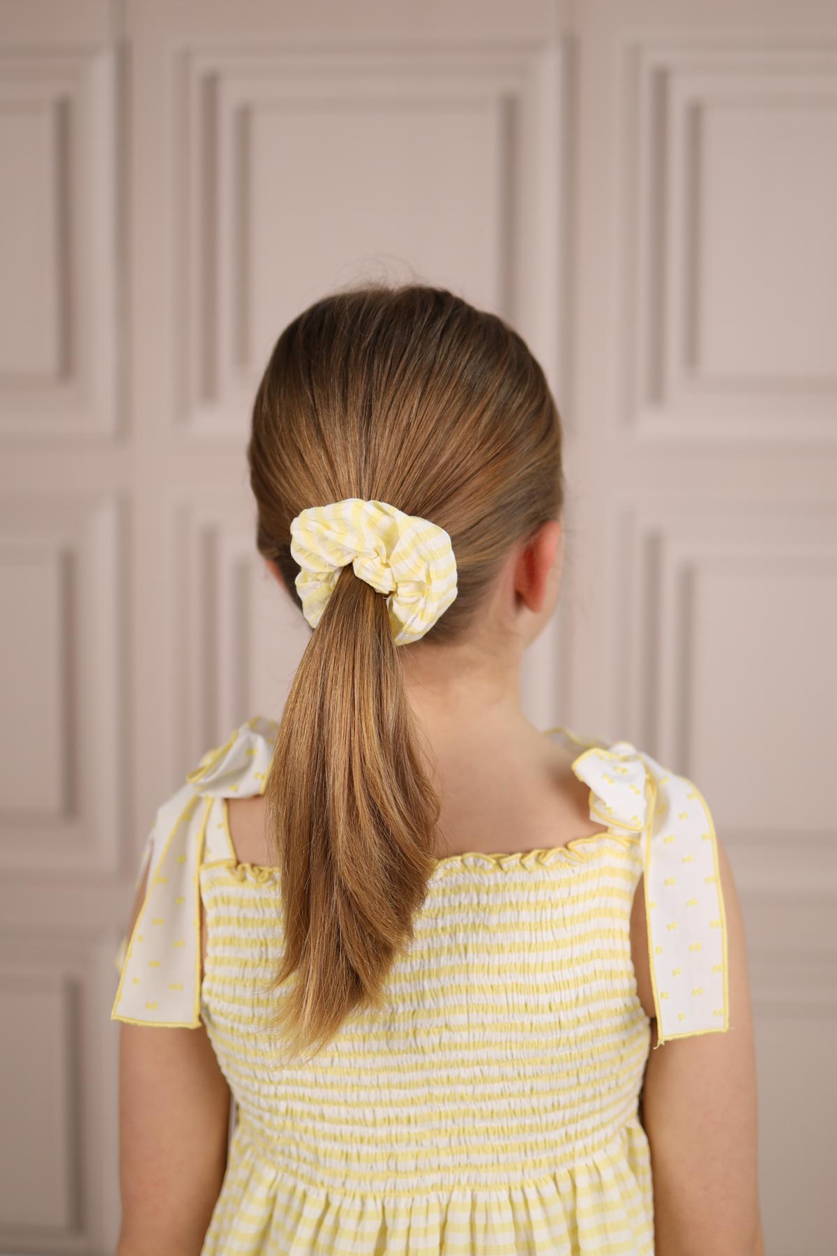 lemon striped hair scrunchie