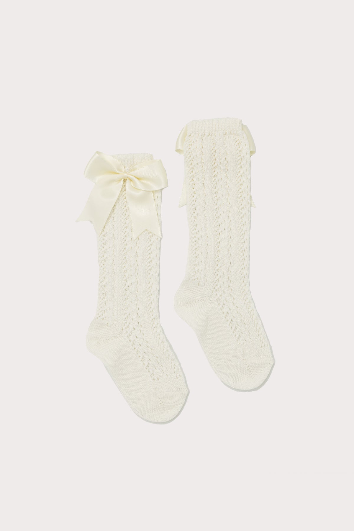 ivory openwork girls knee high socks